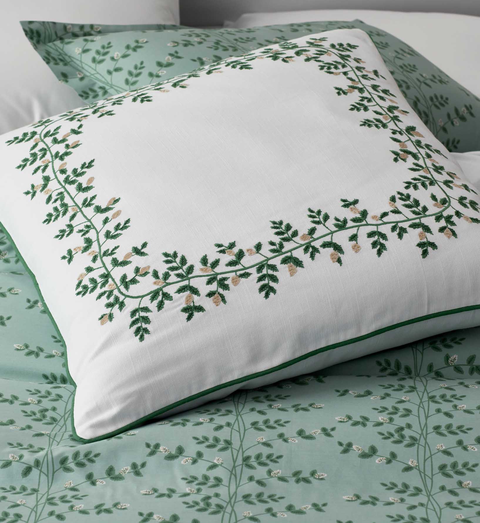Embroidered Pillow Cover - Climbing Vines White - Image 2