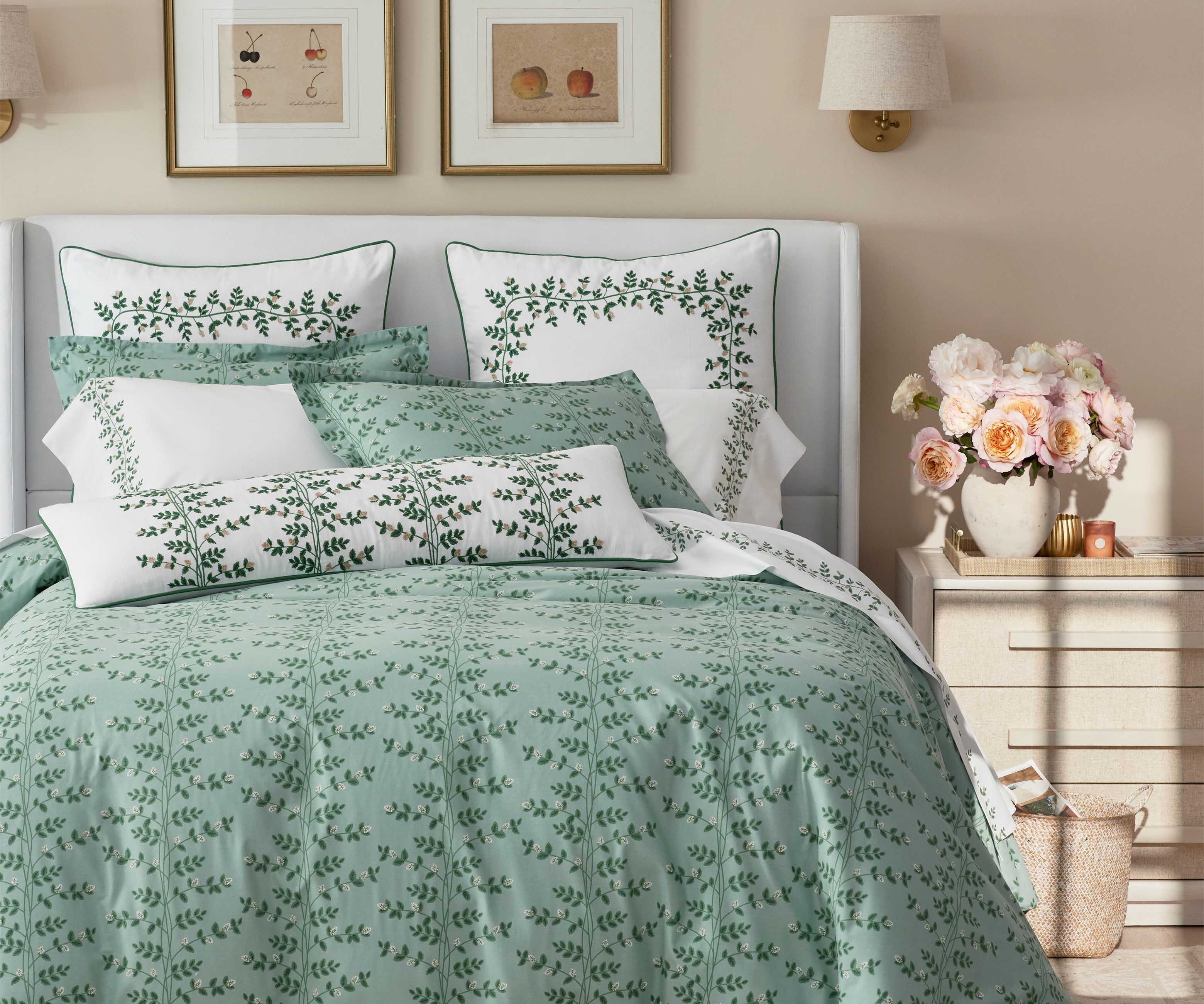 Embroidered Pillow Cover - Climbing Vines White - Image 3