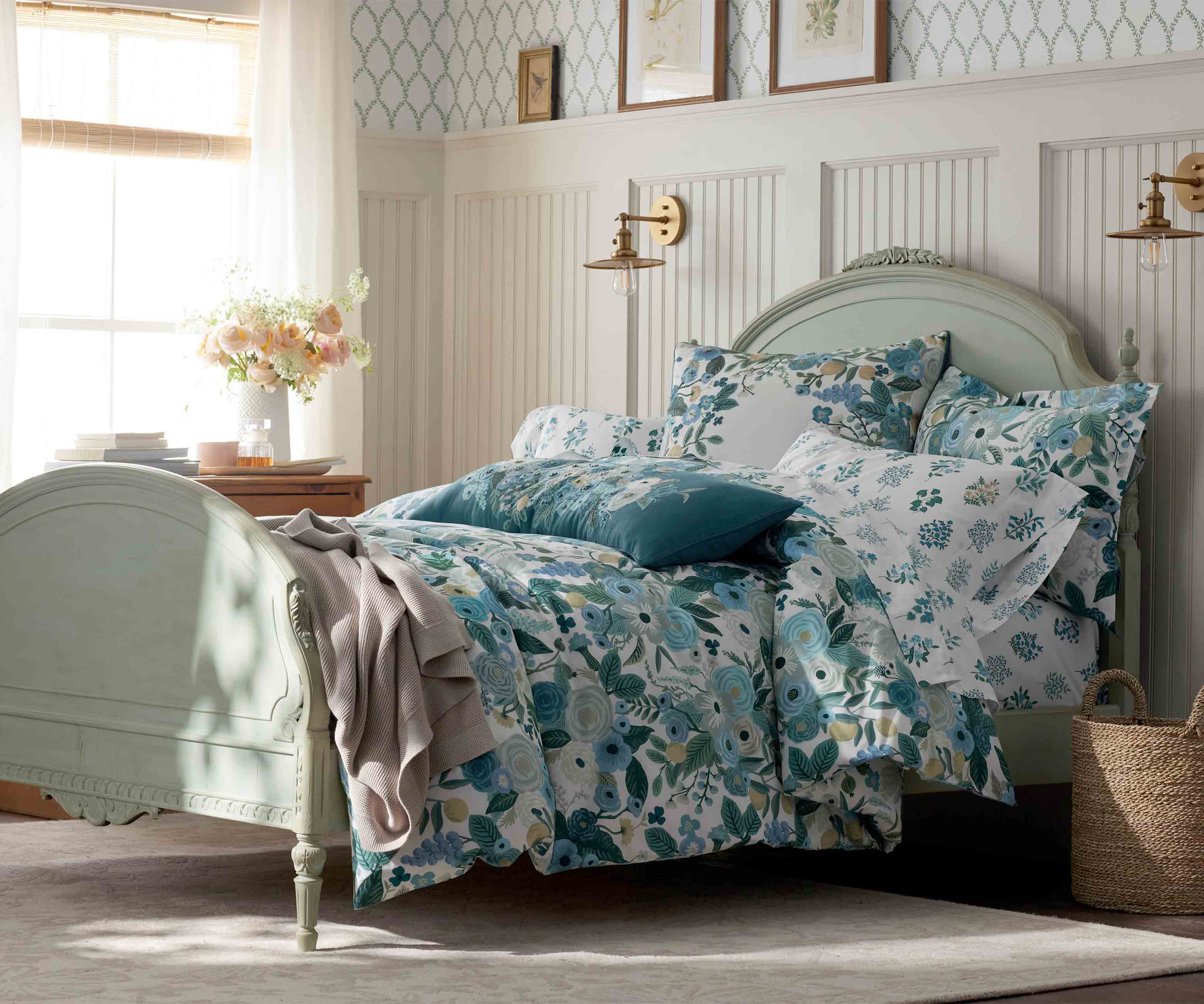Embroidered Pillow Cover - Garden Party Blue - Image 3