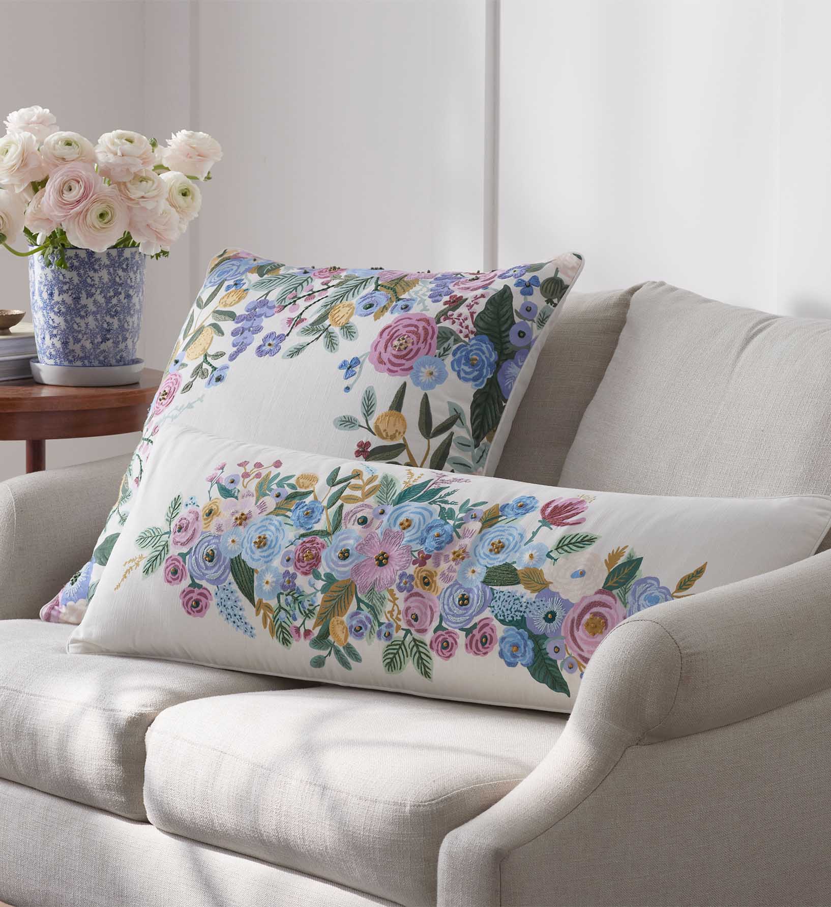 Embroidered Pillow Cover - Garden Party Ivory - Image 6