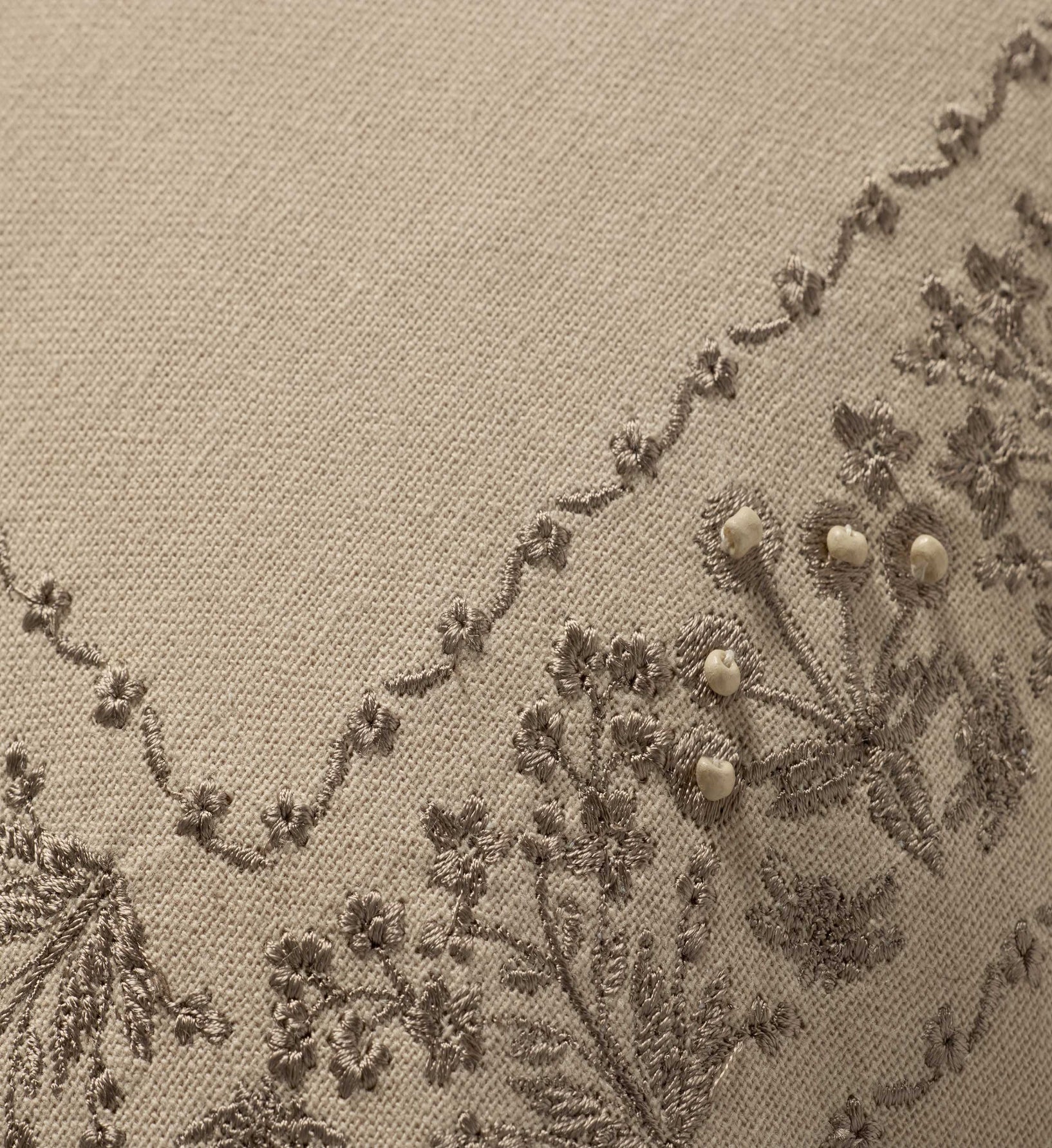 Estee Border Embroidered Pillow - Cream - Image 2