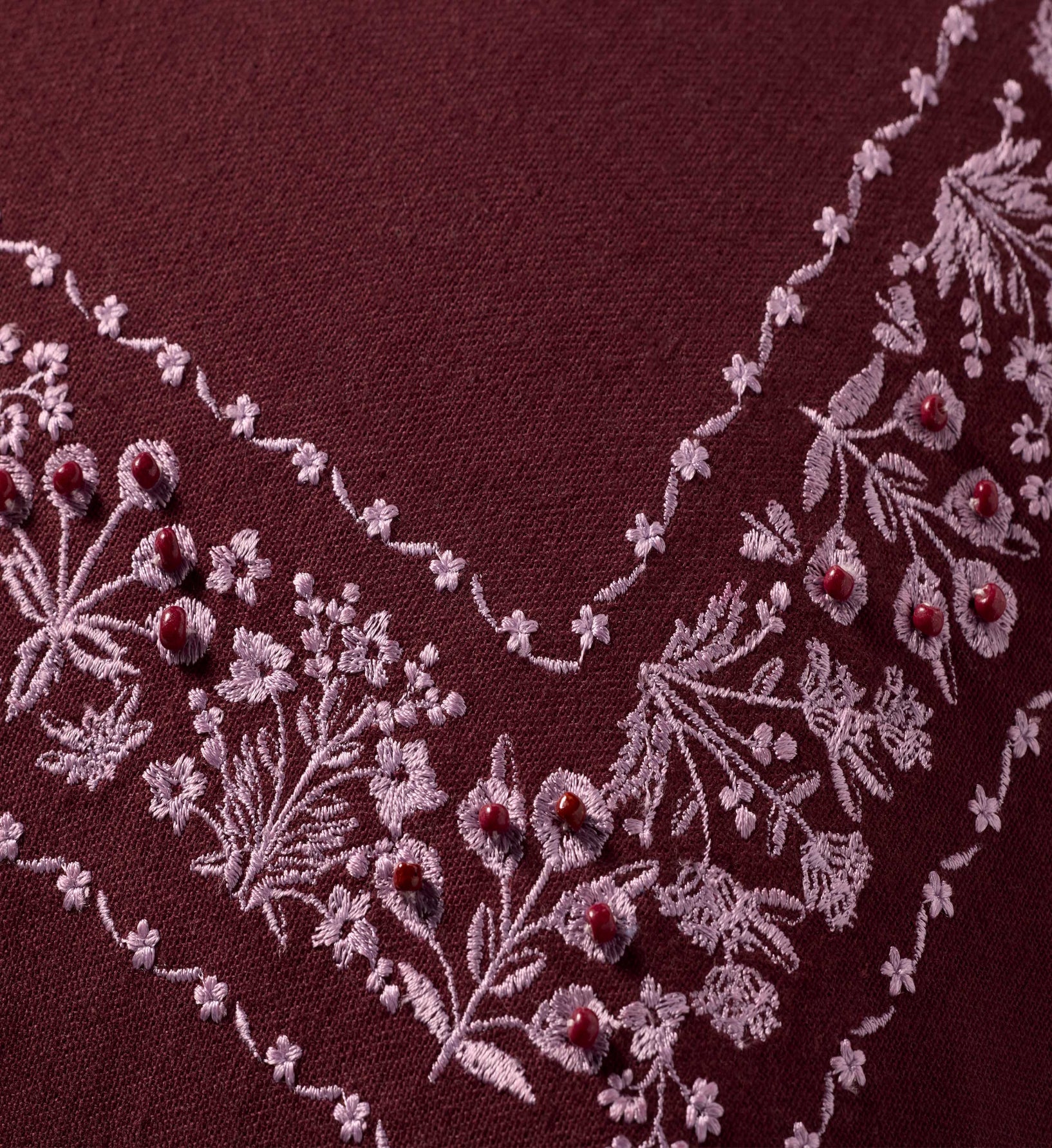 Estee Border Embroidered Pillow - Mulberry - Image 2