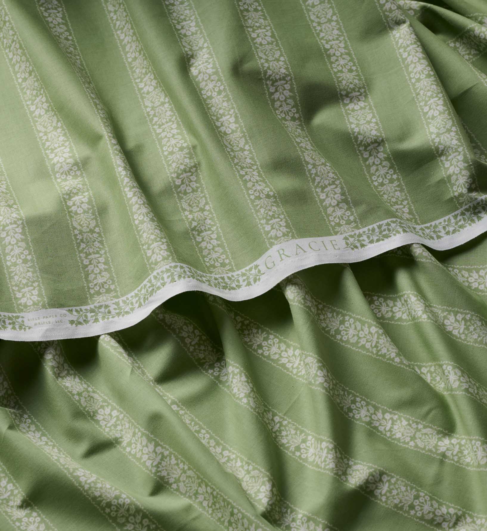 Estee Stripe Cotton Fabric - Sage - Image 2