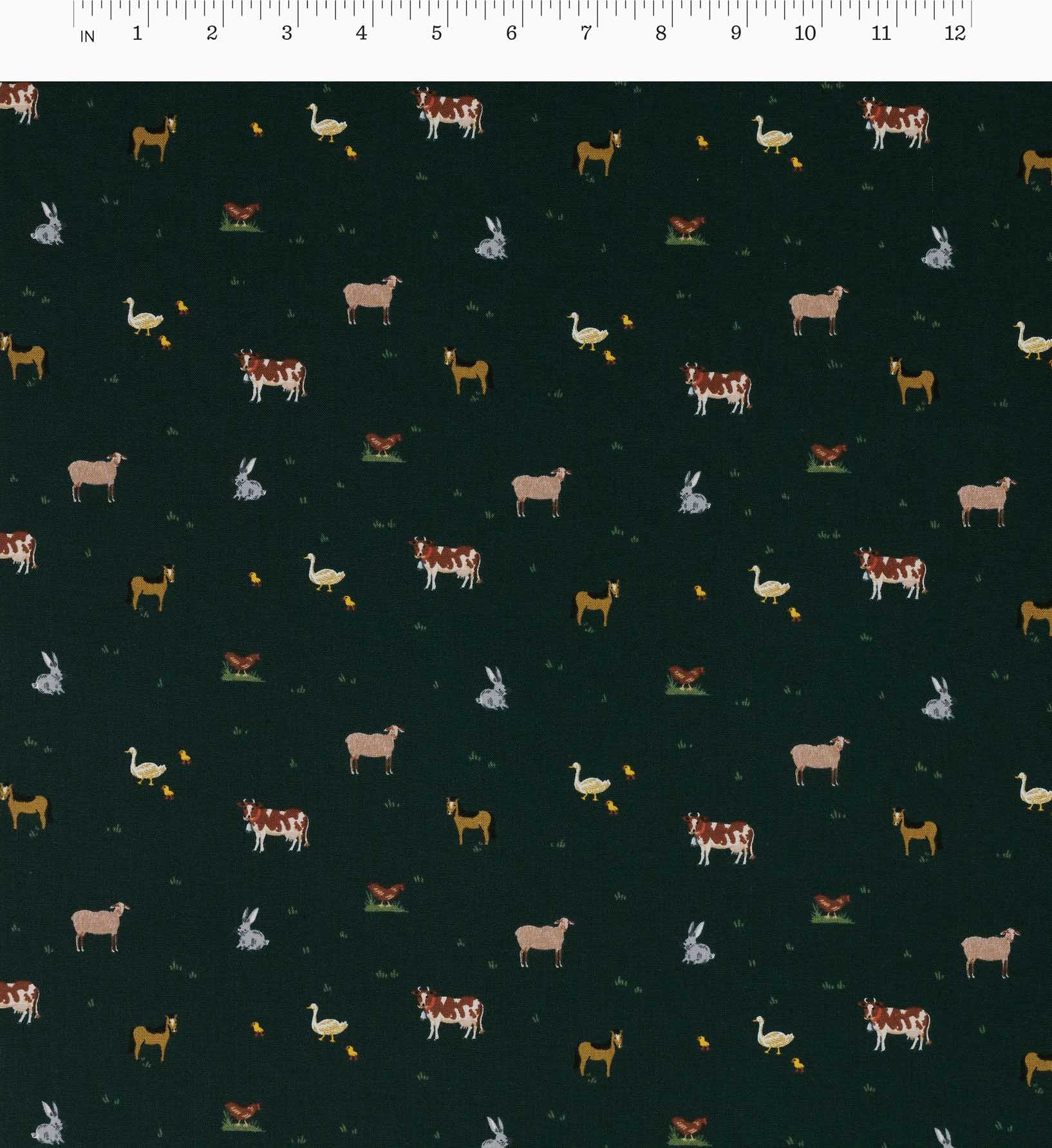 Farm Animals Cotton Fabric - Evergreen - Image 3
