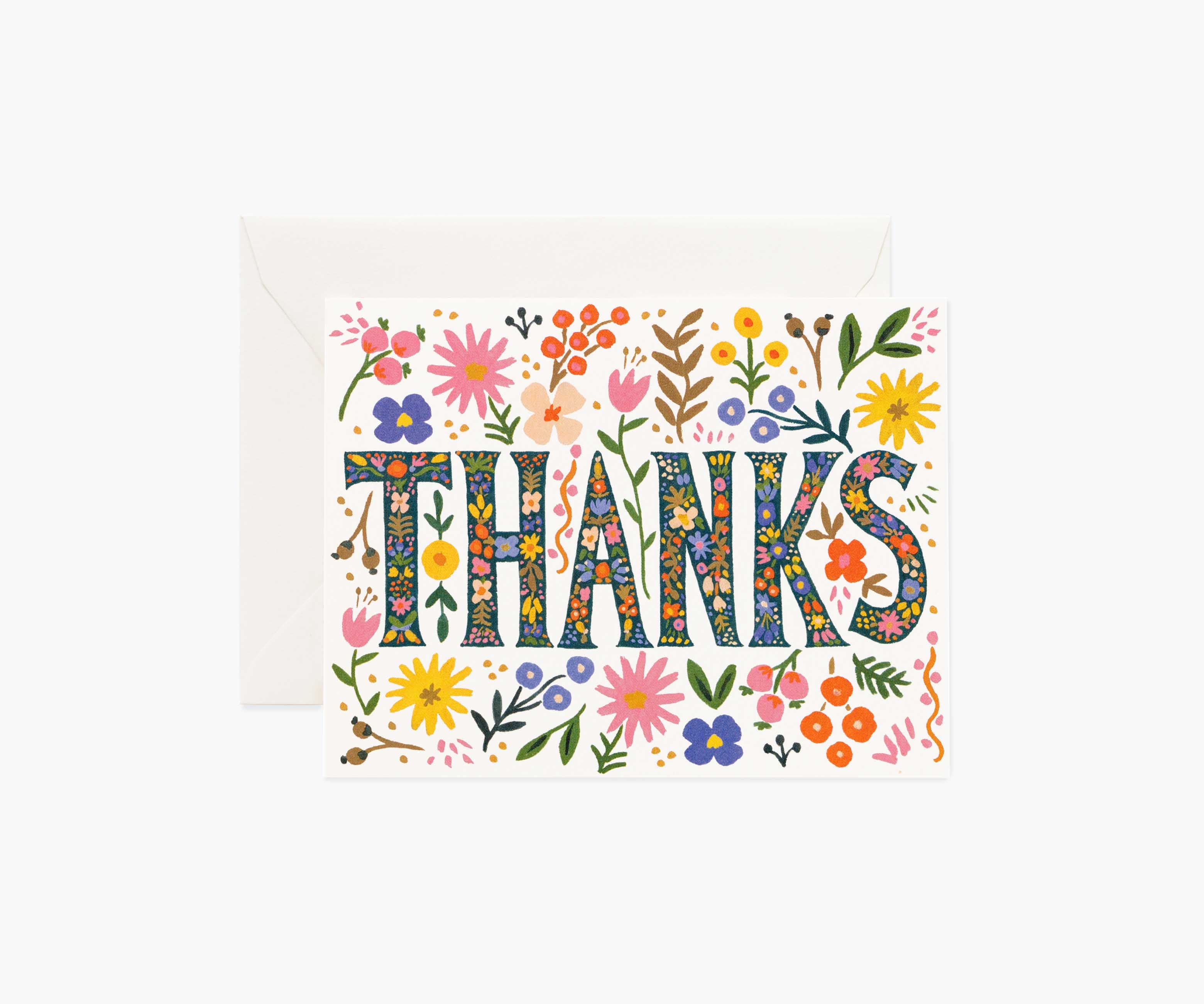 Floral Thanks Thank You Card - Single Card