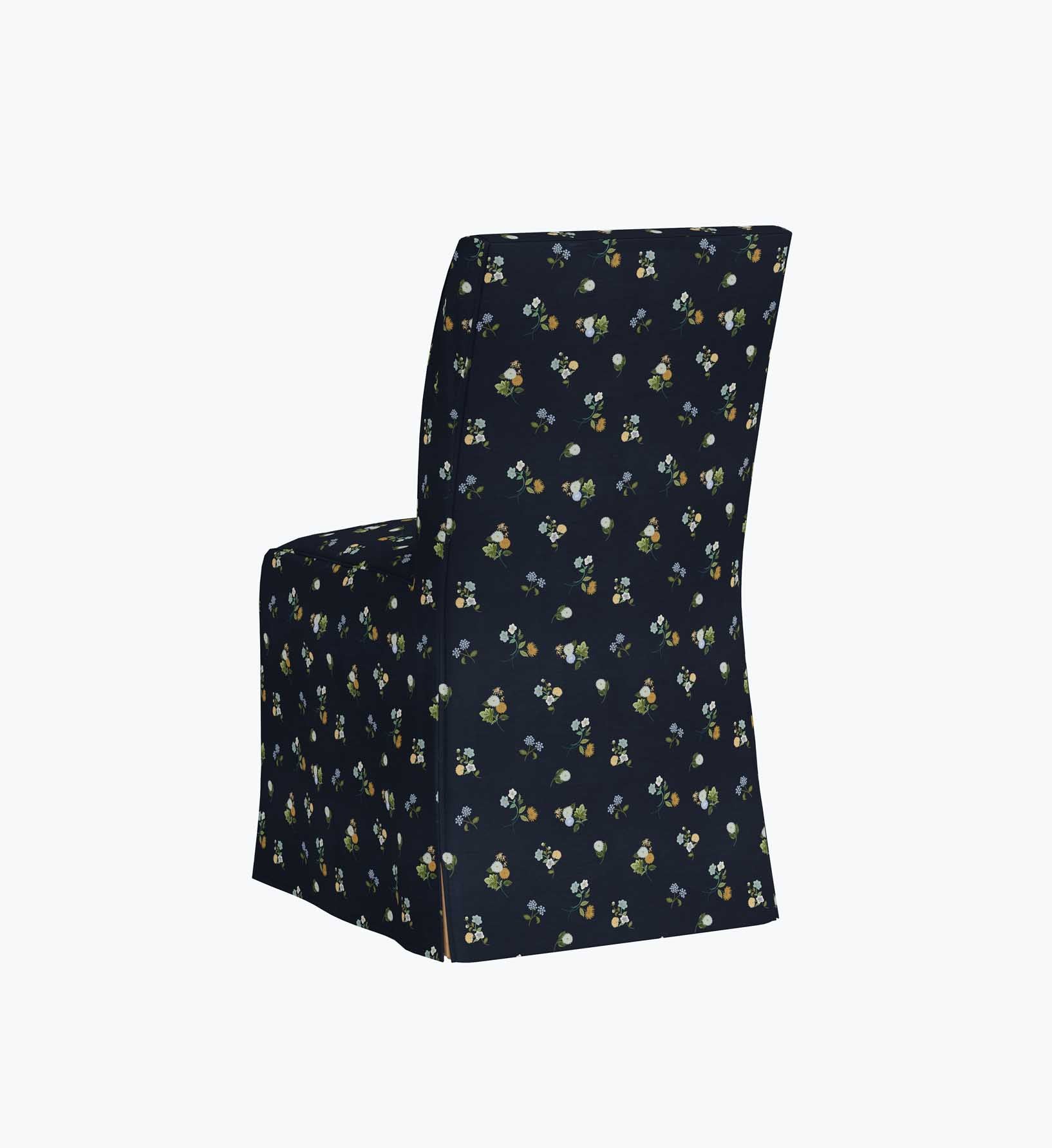 Frances Slipcover Dining Chair - Ditsy Dahlia Navy - Image 5