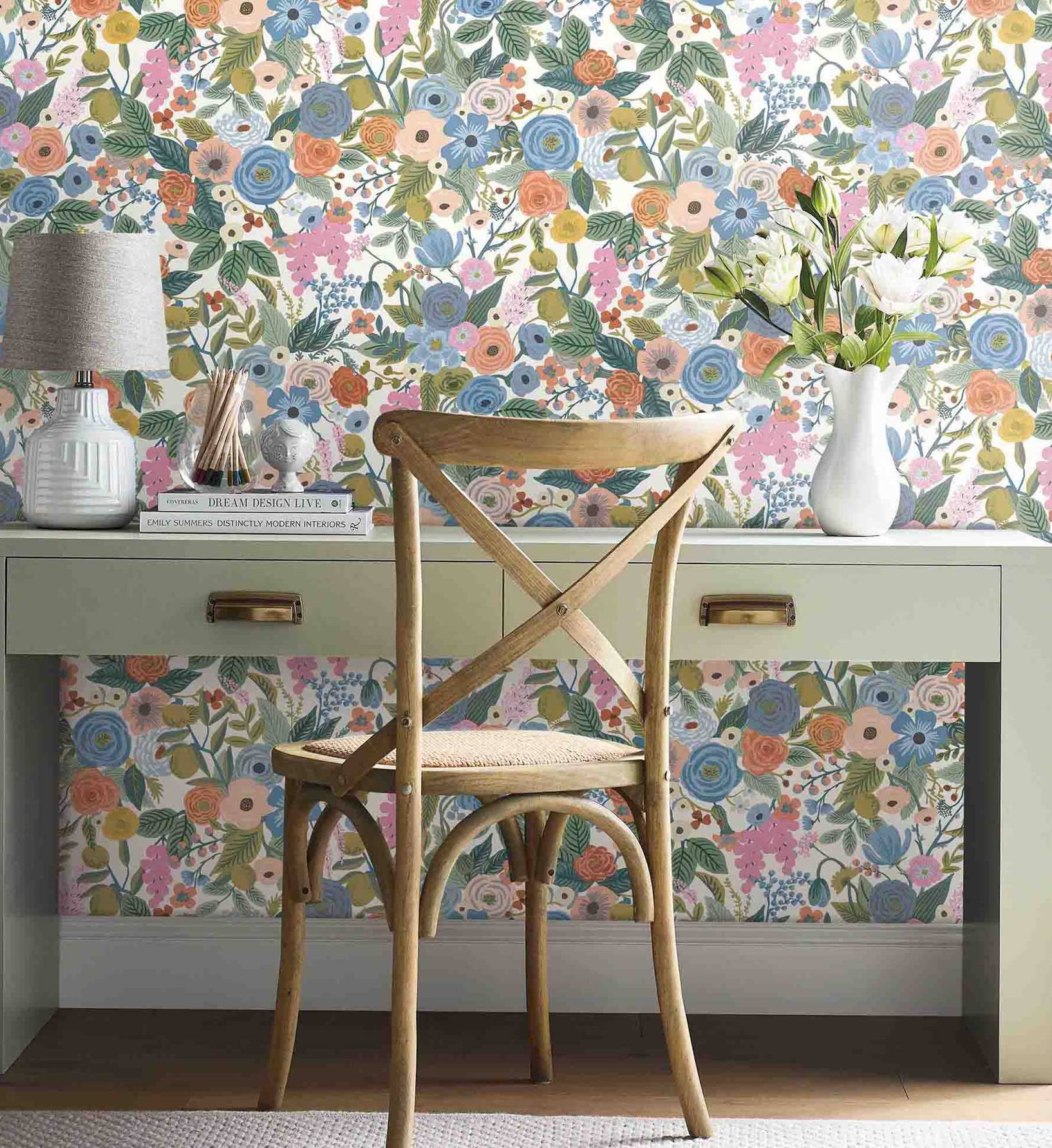 Garden Party Peel & Stick Wallpaper - Cobalt Multi - Image 2