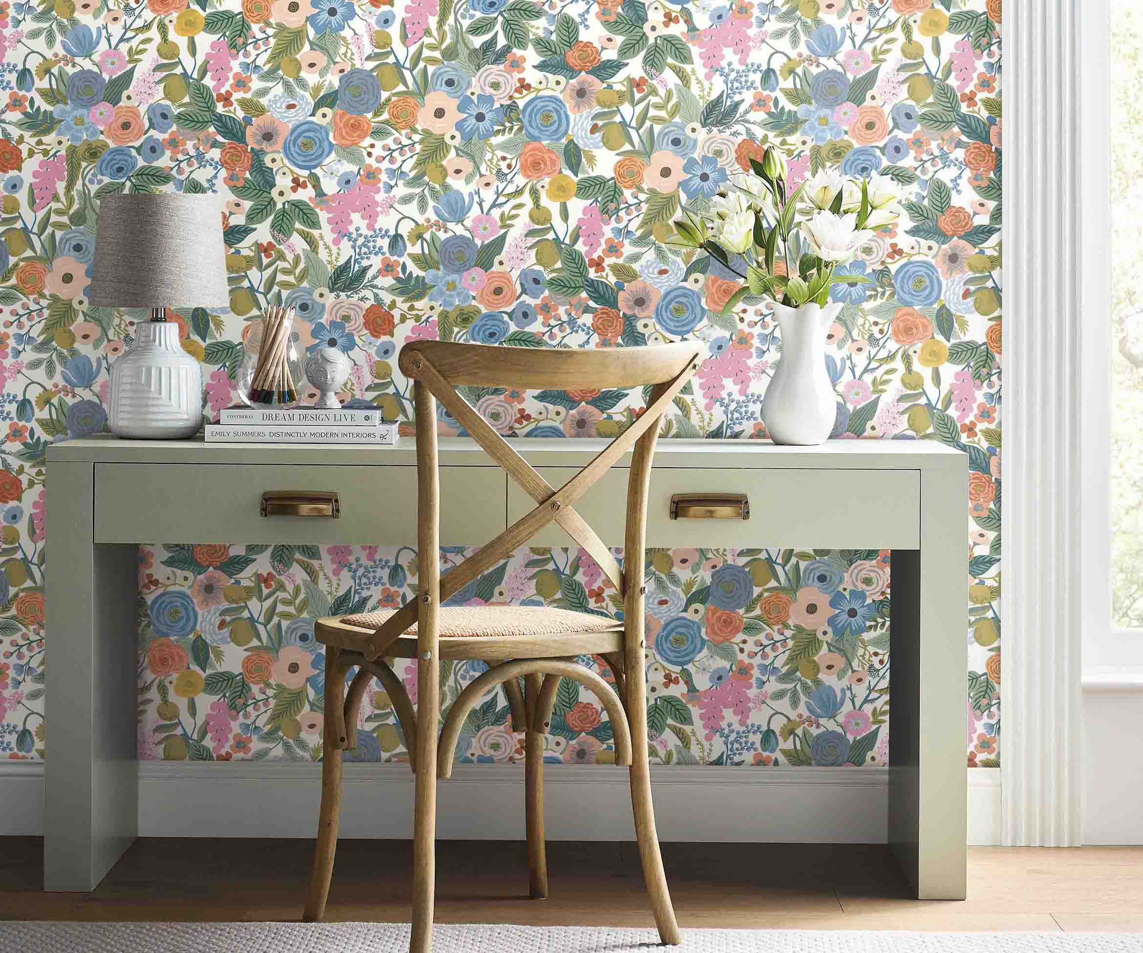 Garden Party Peel & Stick Wallpaper Sample - Cobalt Multi - Image 2