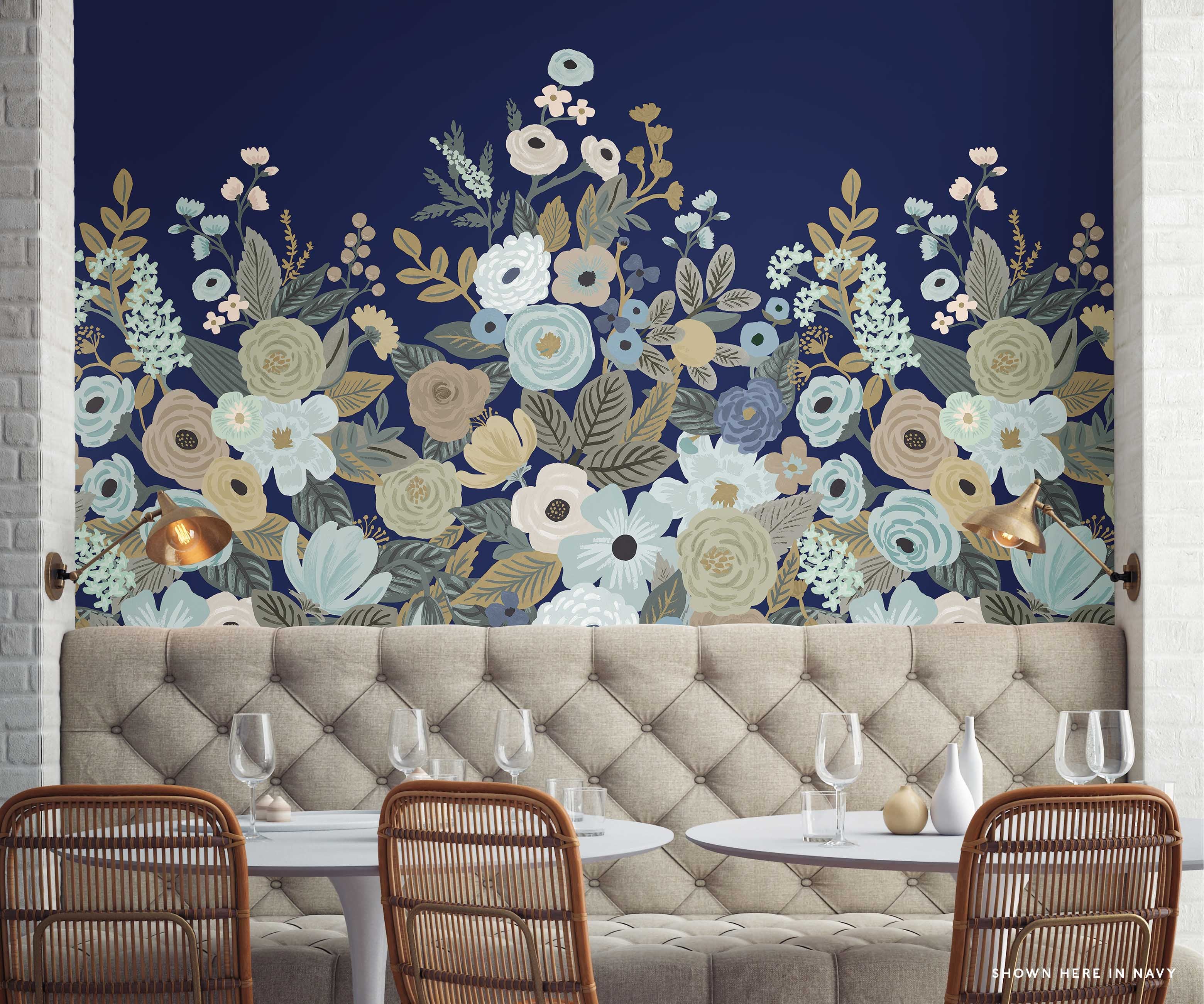 Garden Party Wallpaper Mural Sample - Navy - Image 2