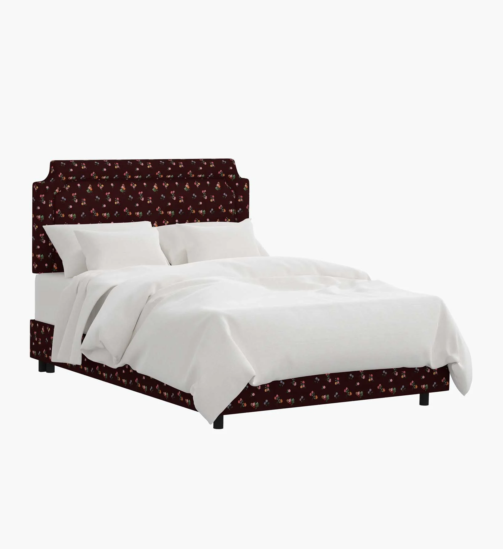 Hampton Bed - Ditsy Dahlia Burgundy