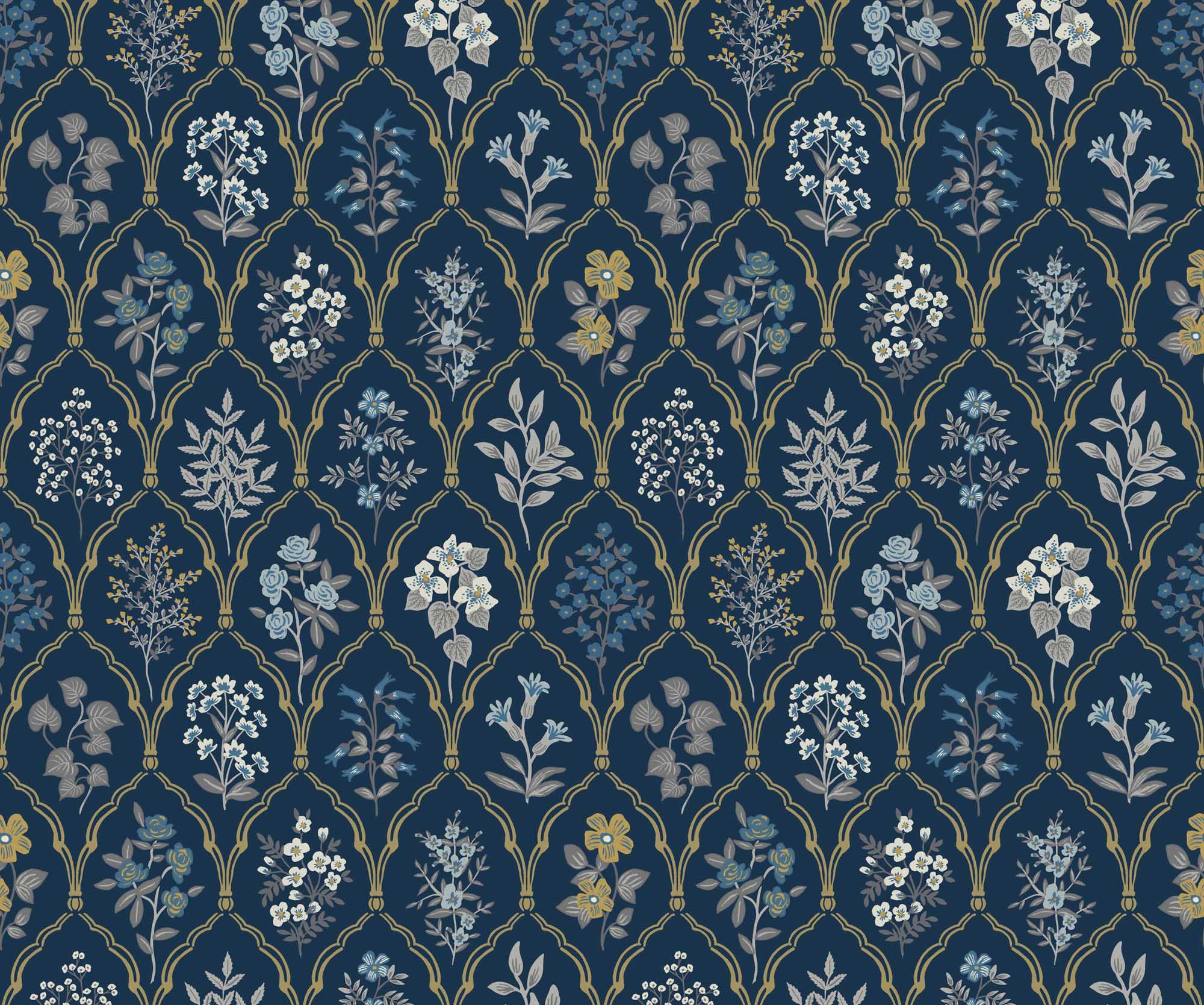 Hawthorne Wallpaper - Navy & Gold - Image 3