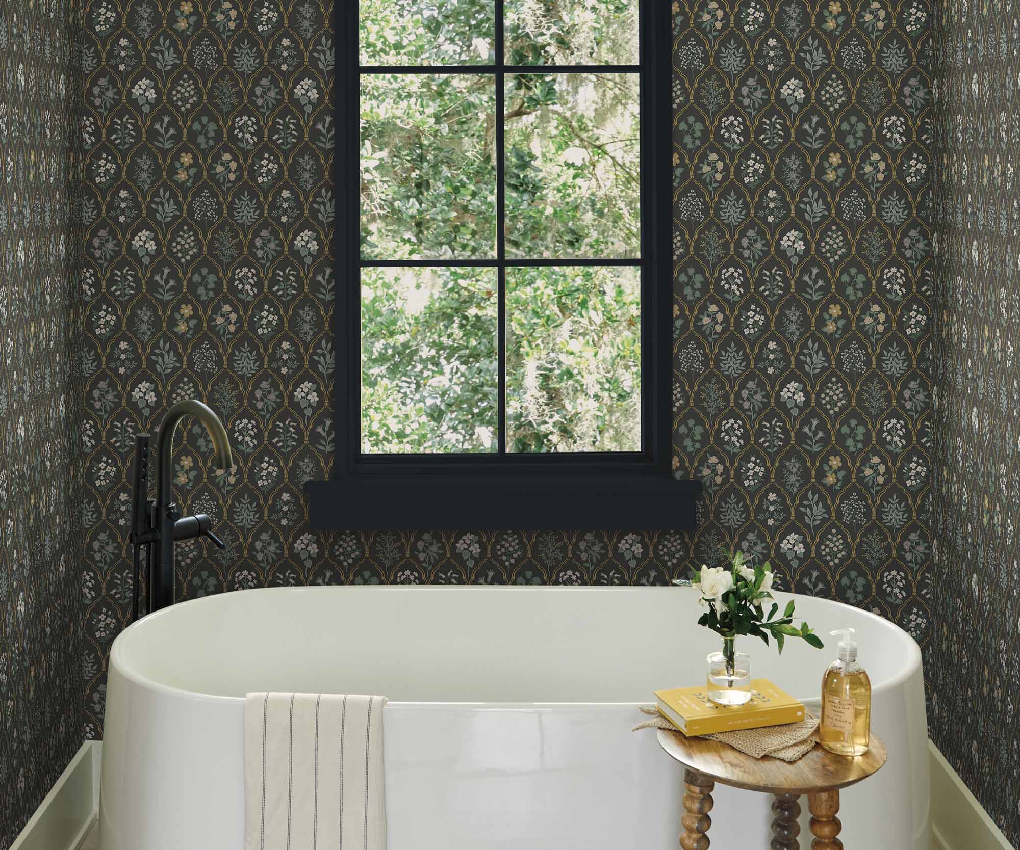 Hawthorne Wallpaper Sample - Black Linen - Image 3