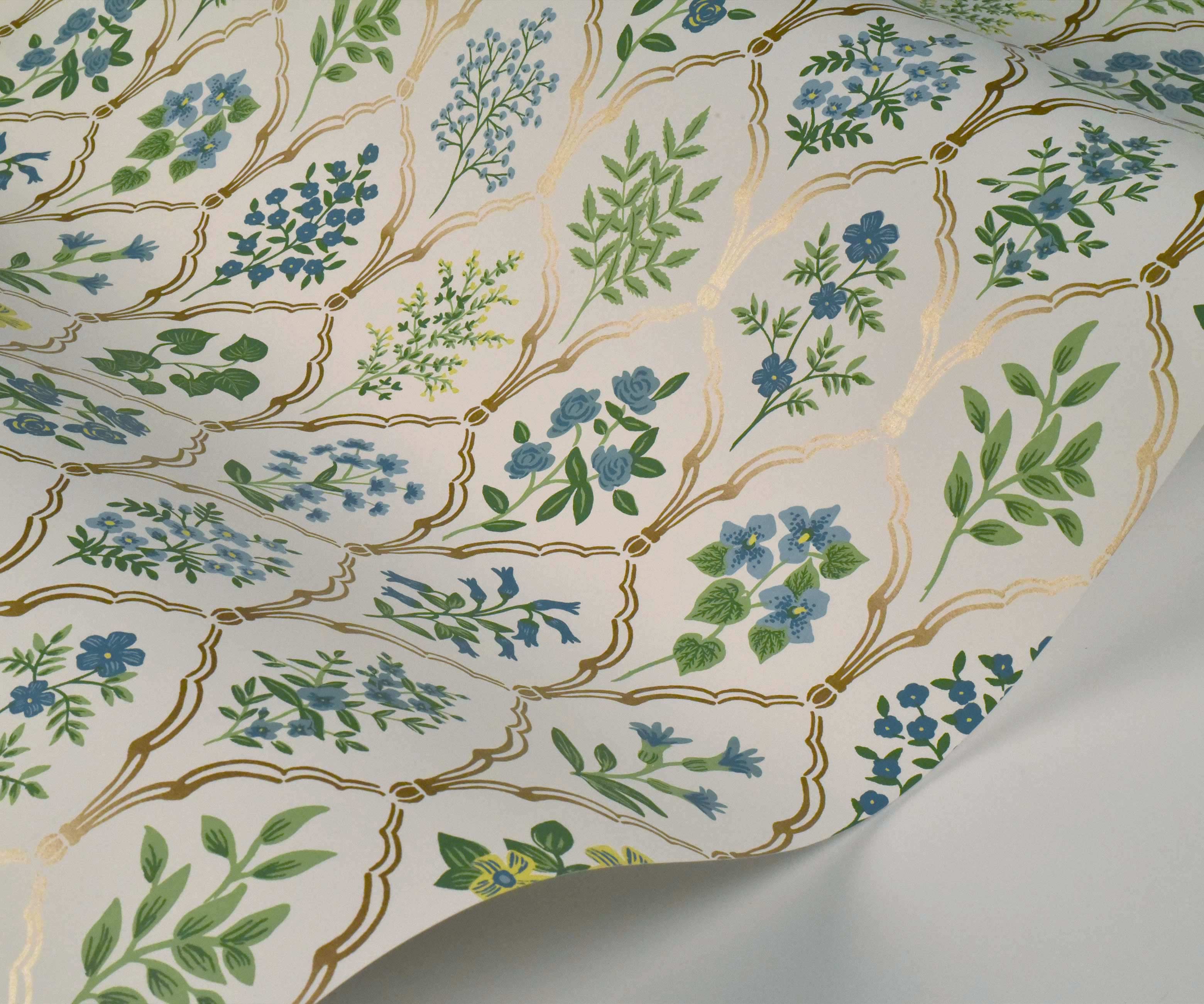 Hawthorne Wallpaper Sample - Blue & Green - Image 2