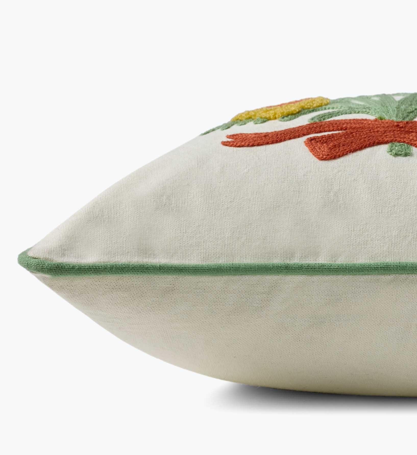 Helena Bouquets Embroidered Lumbar Pillow - Ivory - Image 3