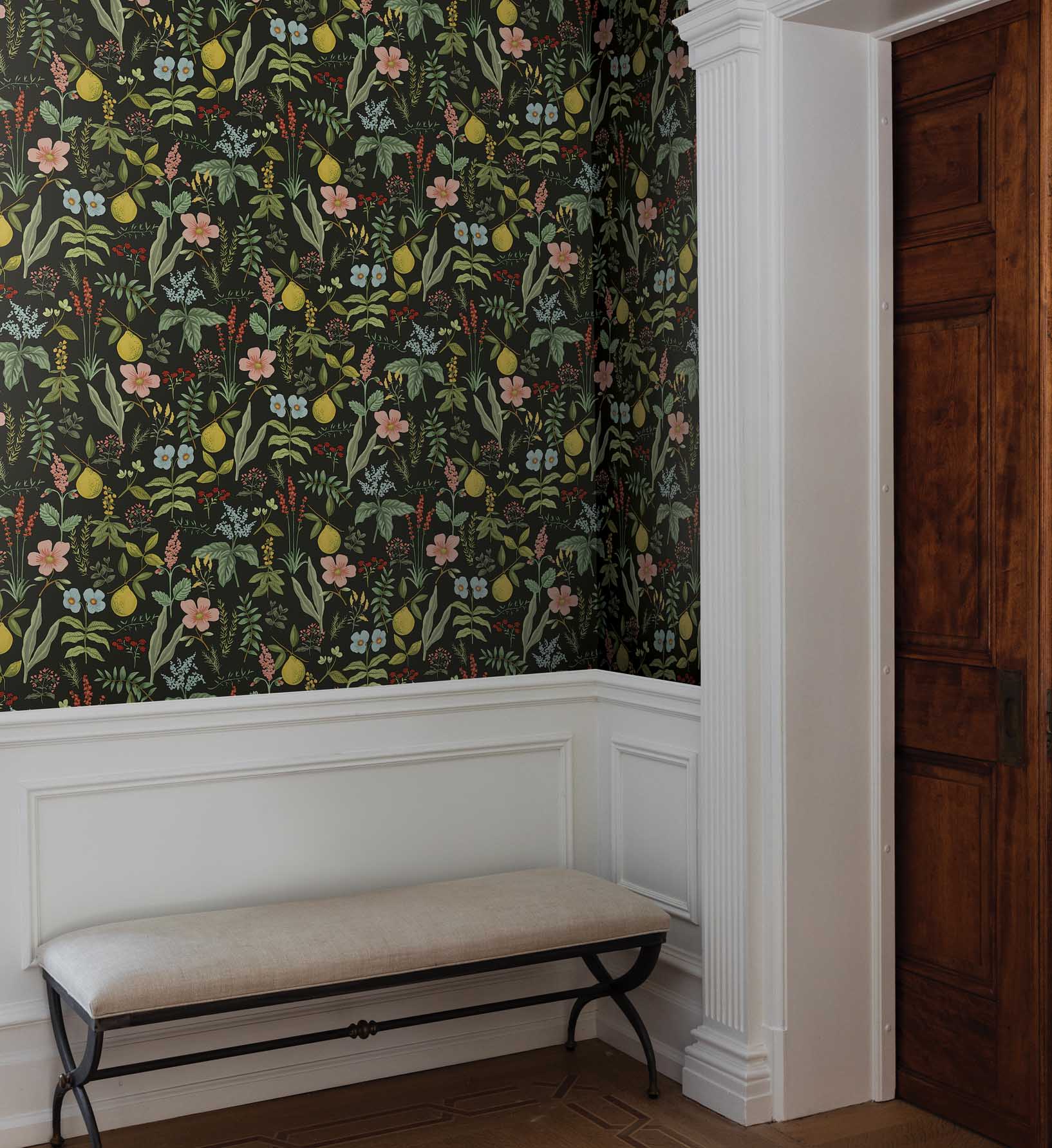 Herb Garden Peel & Stick Wallpaper Sample - Black - Image 2