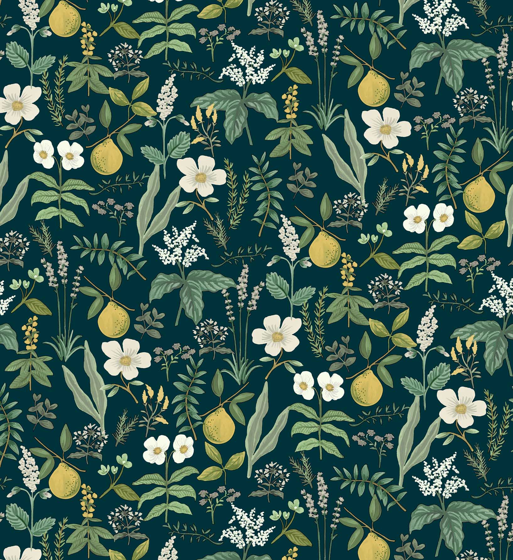 Herb Garden Peel & Stick Wallpaper Sample - Navy - Image 3
