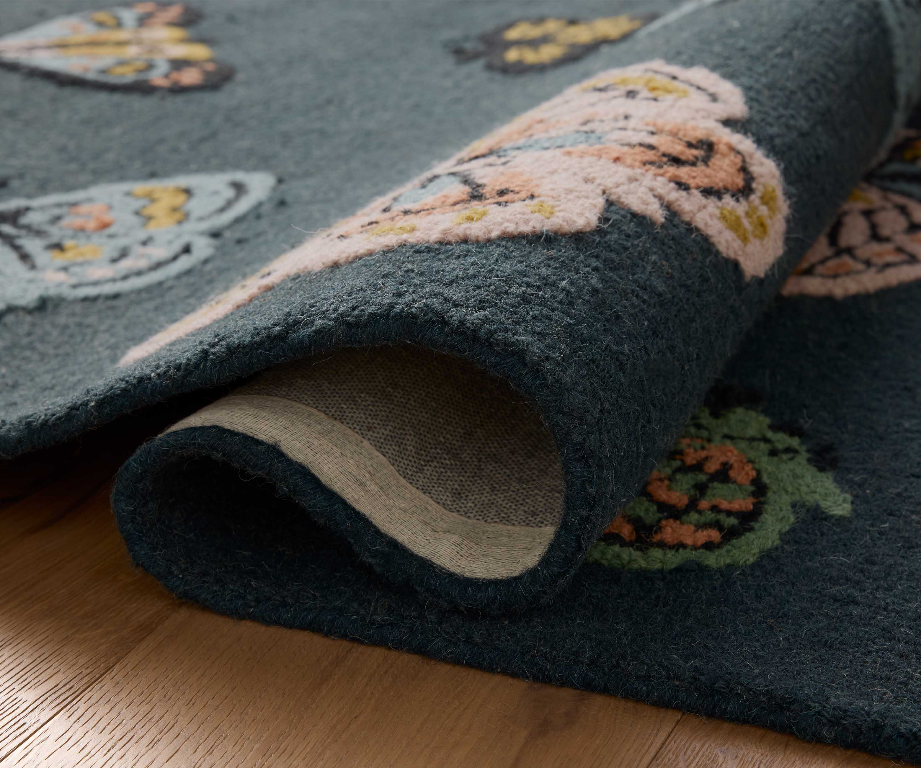 Highgrove Butterfly House Wool Hooked Rug - Charcoal - Image 3