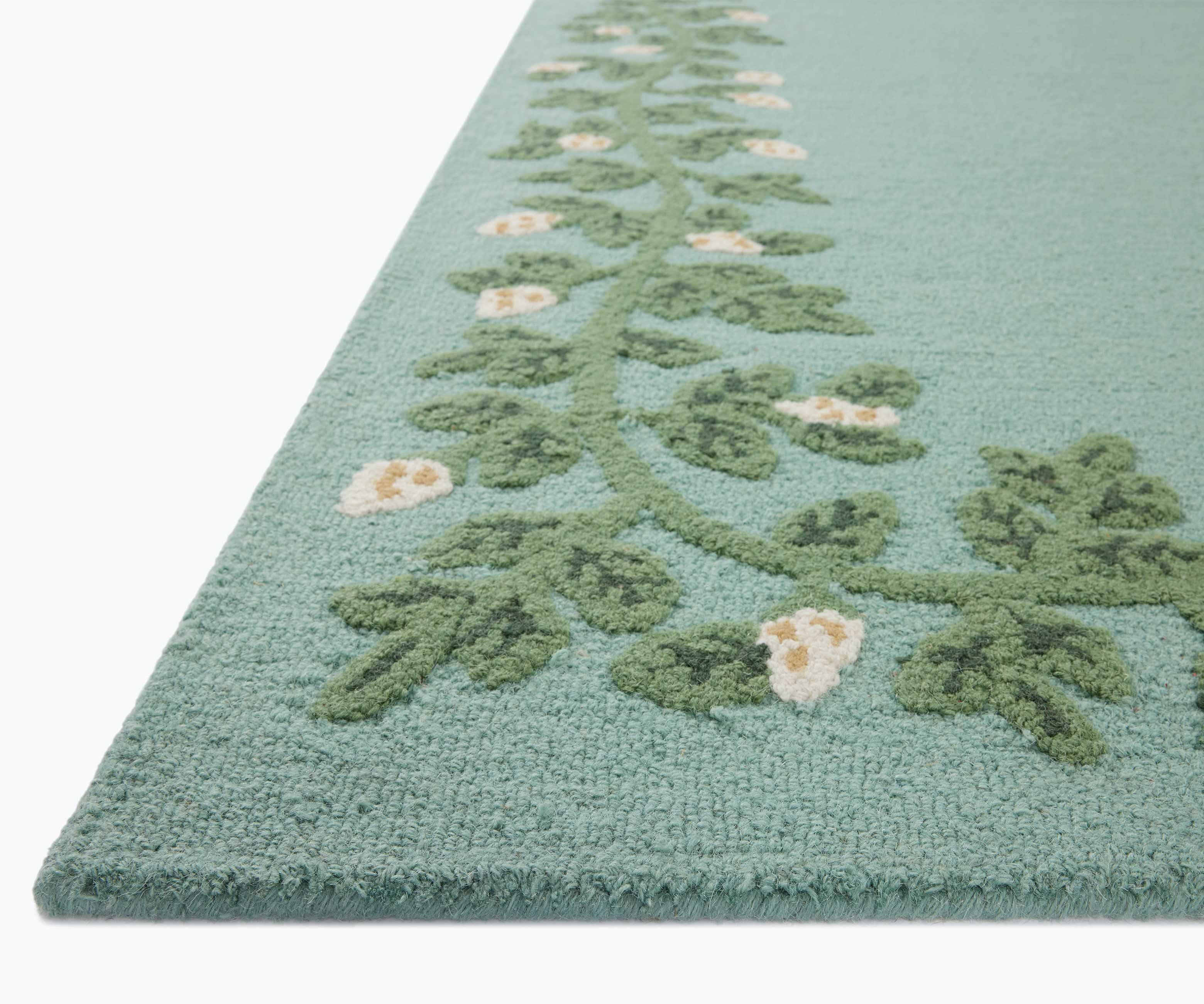 Highgrove Climbing Vines Wool Hooked Rug - Blue - Image 4