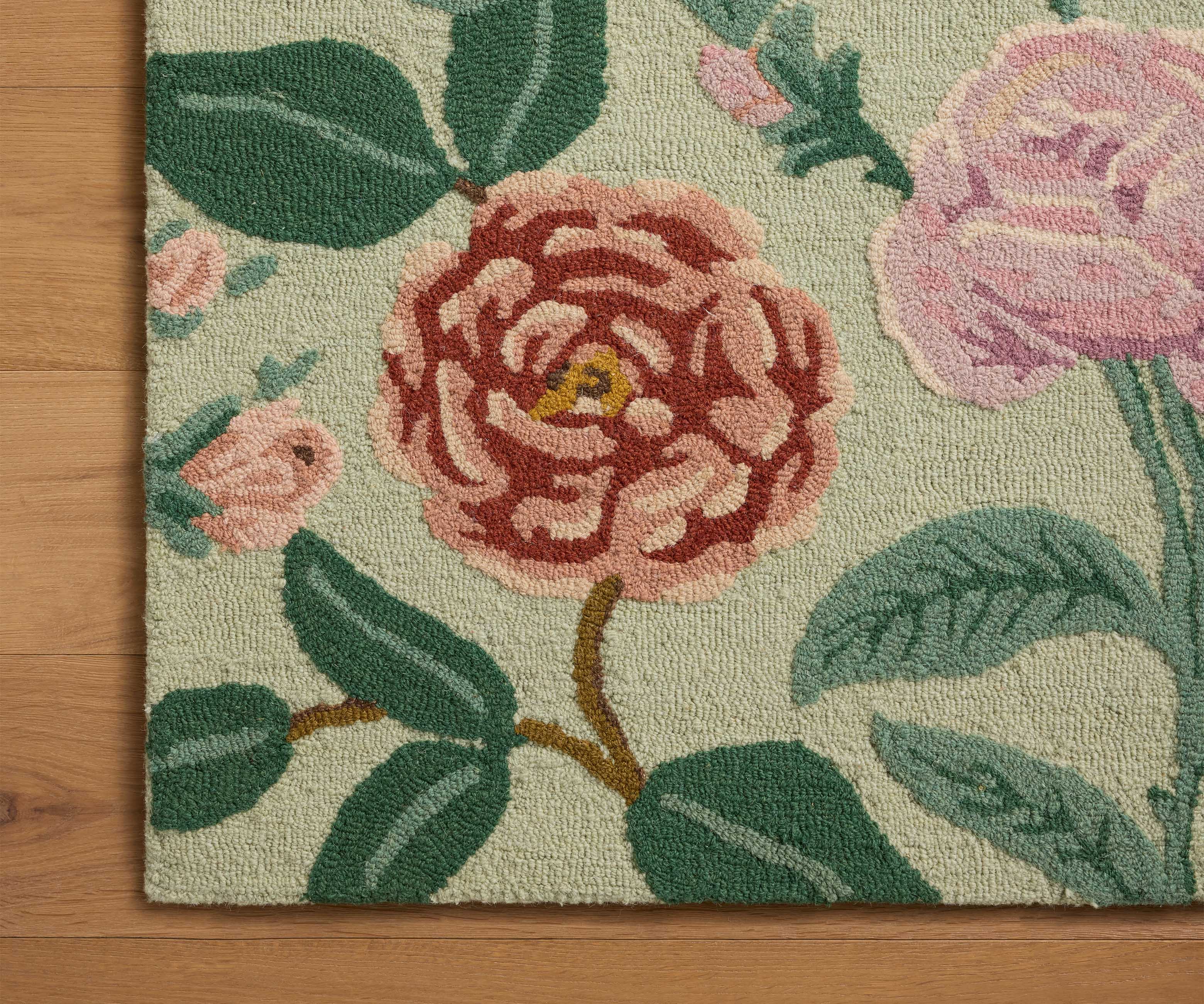 Highgrove Roses Wool Hooked Rug - Mint - Image 6