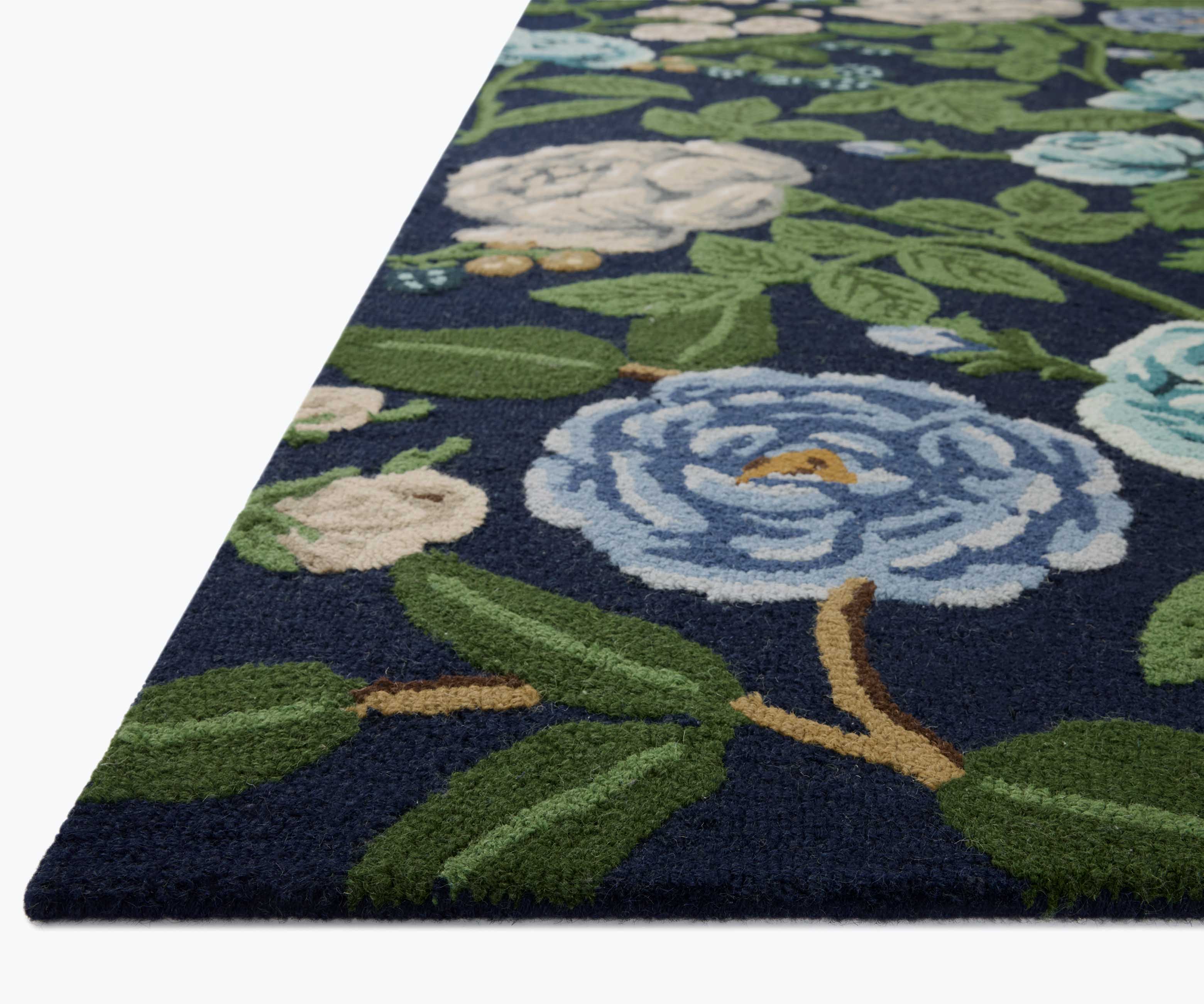 Highgrove Roses Wool Hooked Rug - Navy - Image 4