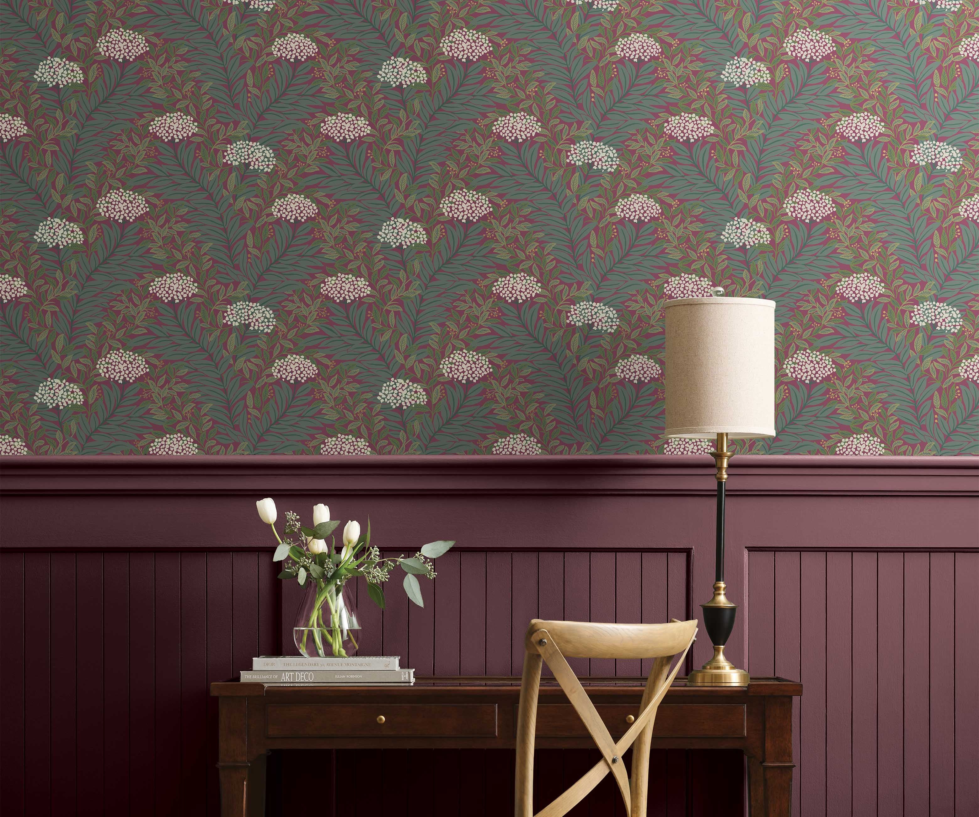 Highgrove Wallpaper Sample - Burgundy - Image 3
