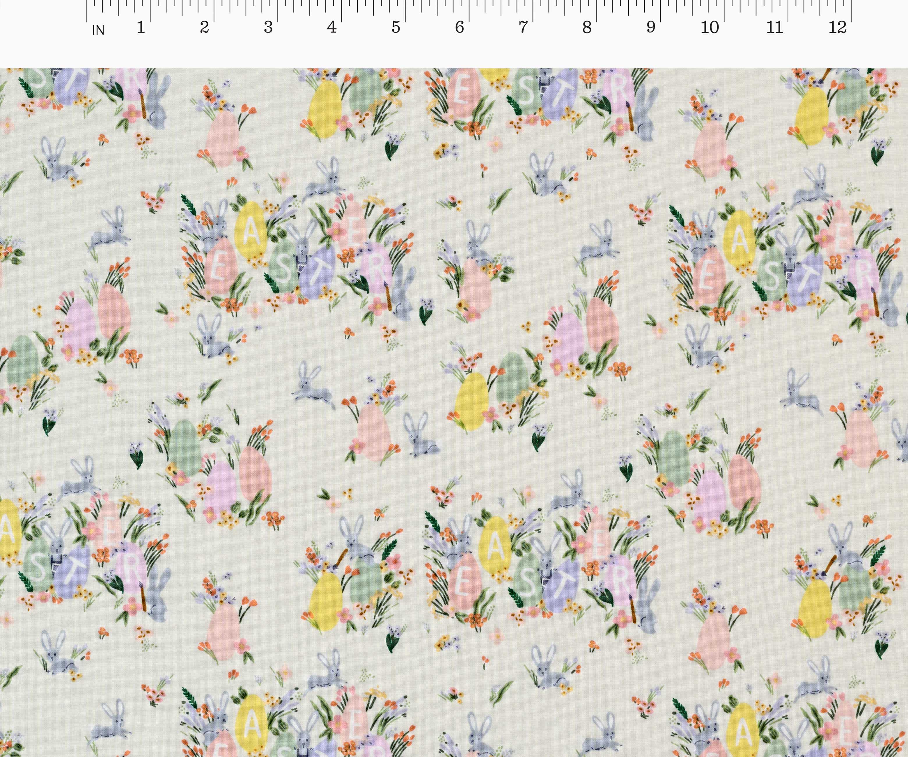 Hoppy Easter Cotton Fabric - Cream - Image 3