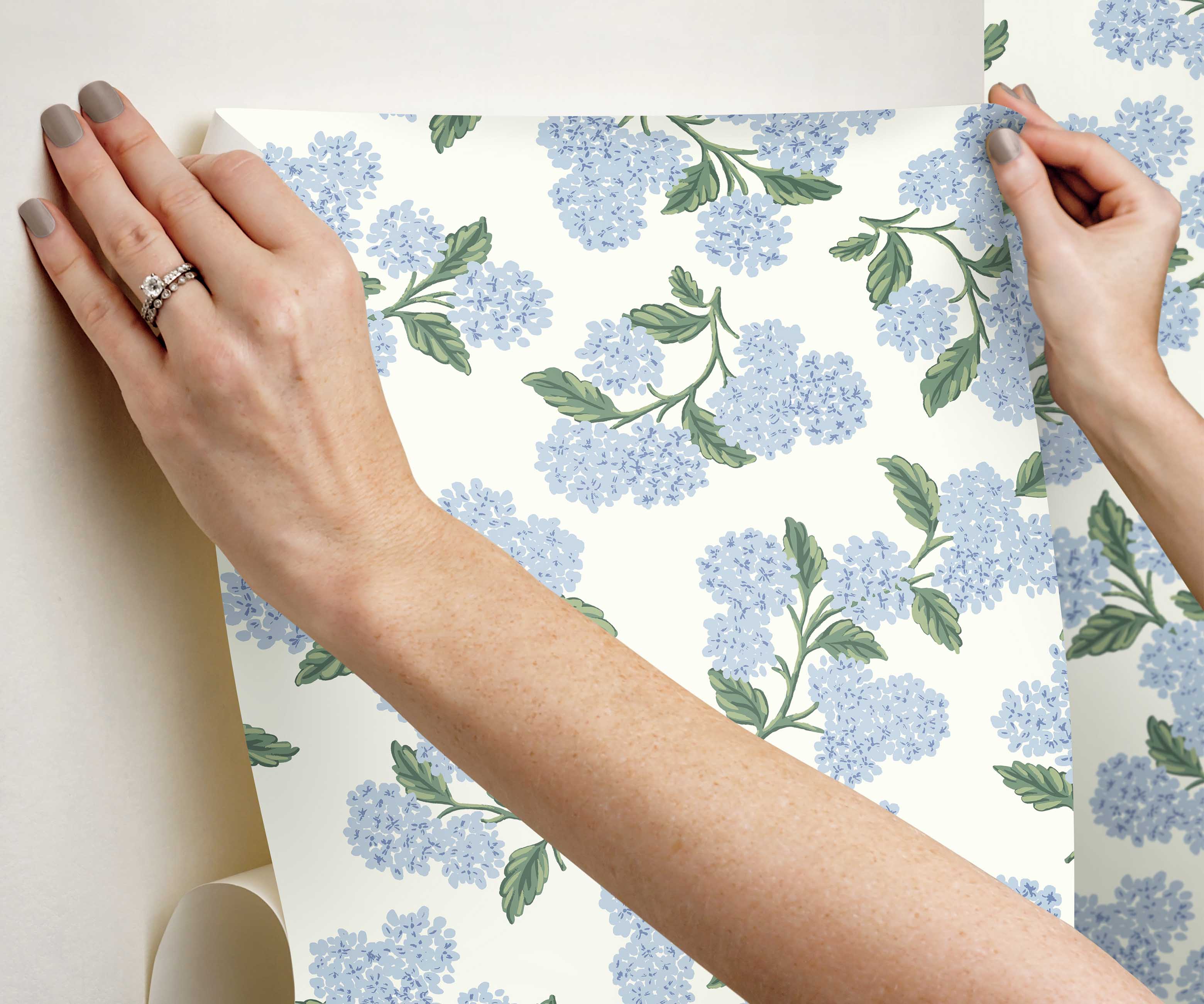 Hydrangea Peel & Stick Wallpaper - Blue & White - Image 4