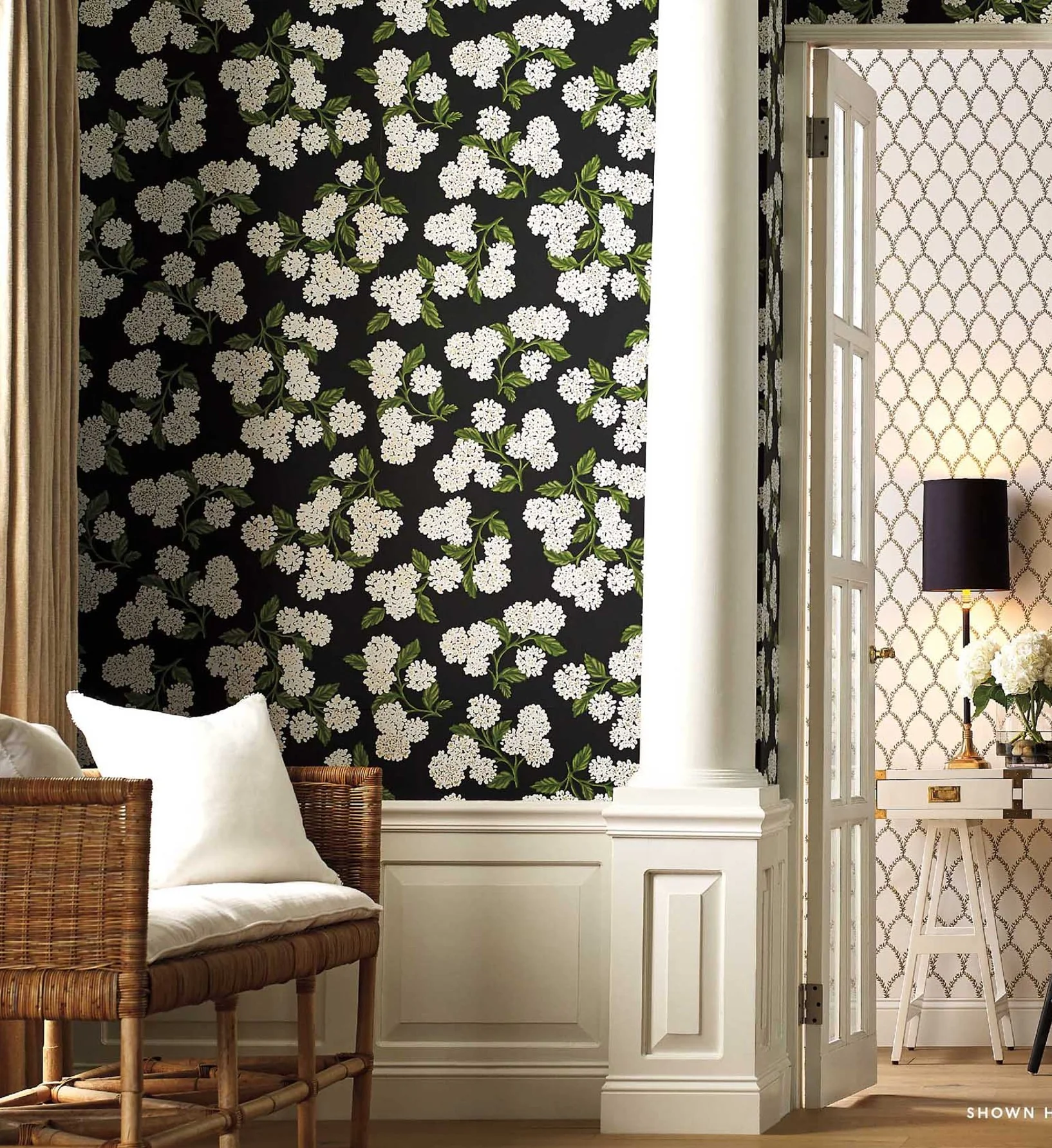 Hydrangea Wallpaper - Navy - Image 2