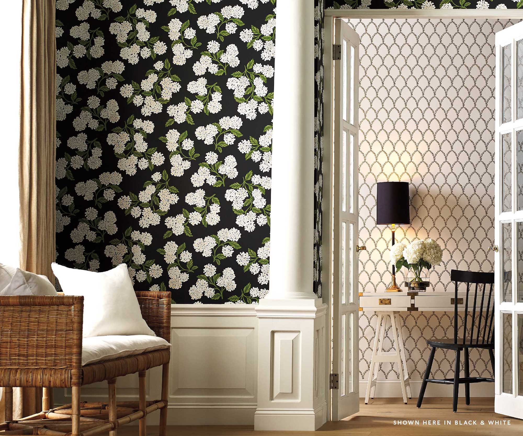 Hydrangea Wallpaper Sample - Grey - Image 3