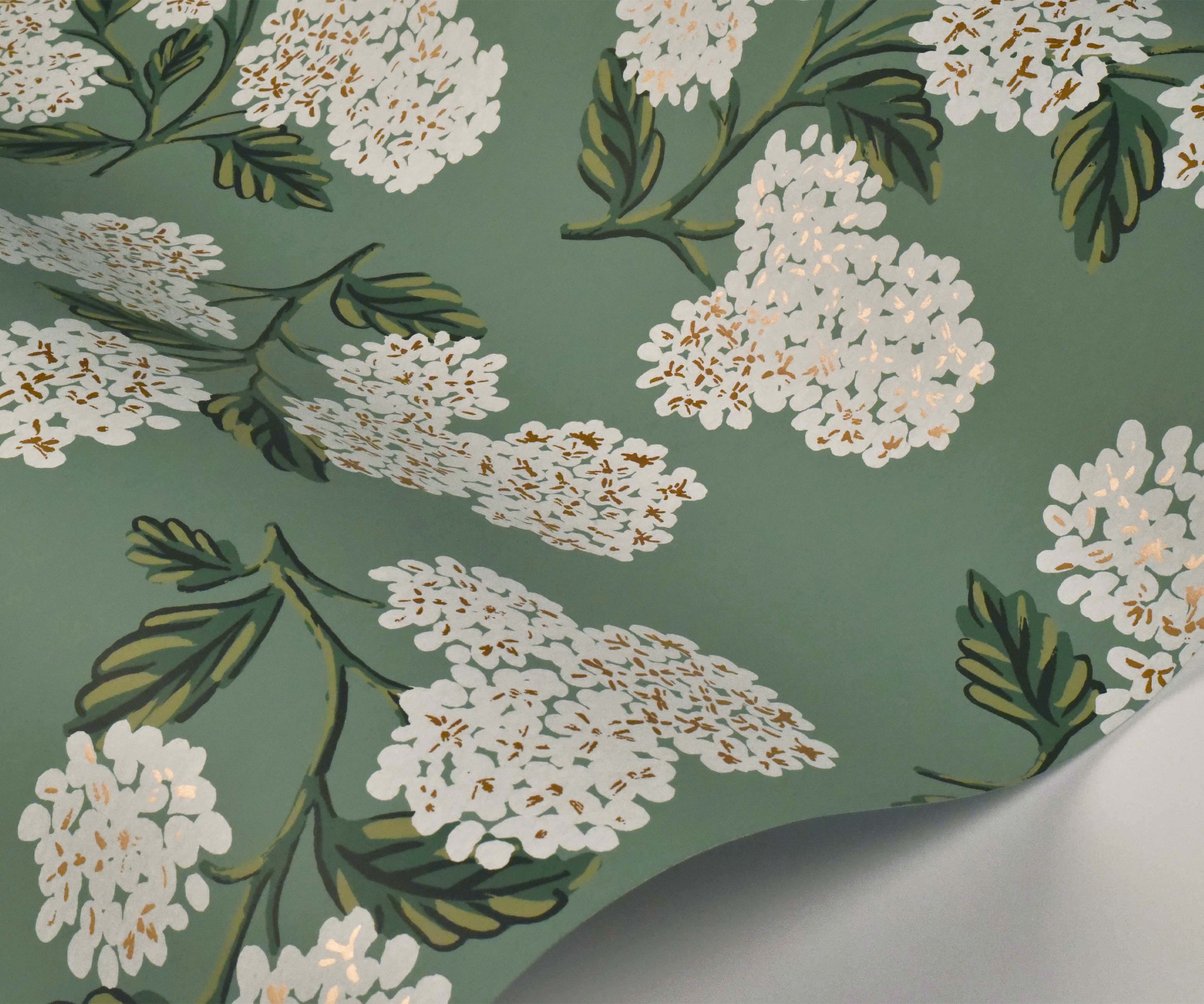Hydrangea Wallpaper Sample - Jade - Image 2