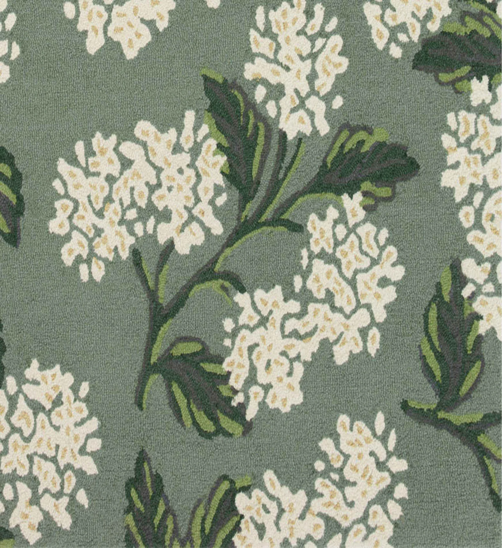 Joie Hydrangea Wool-Hooked Rug - Sage - Image 2