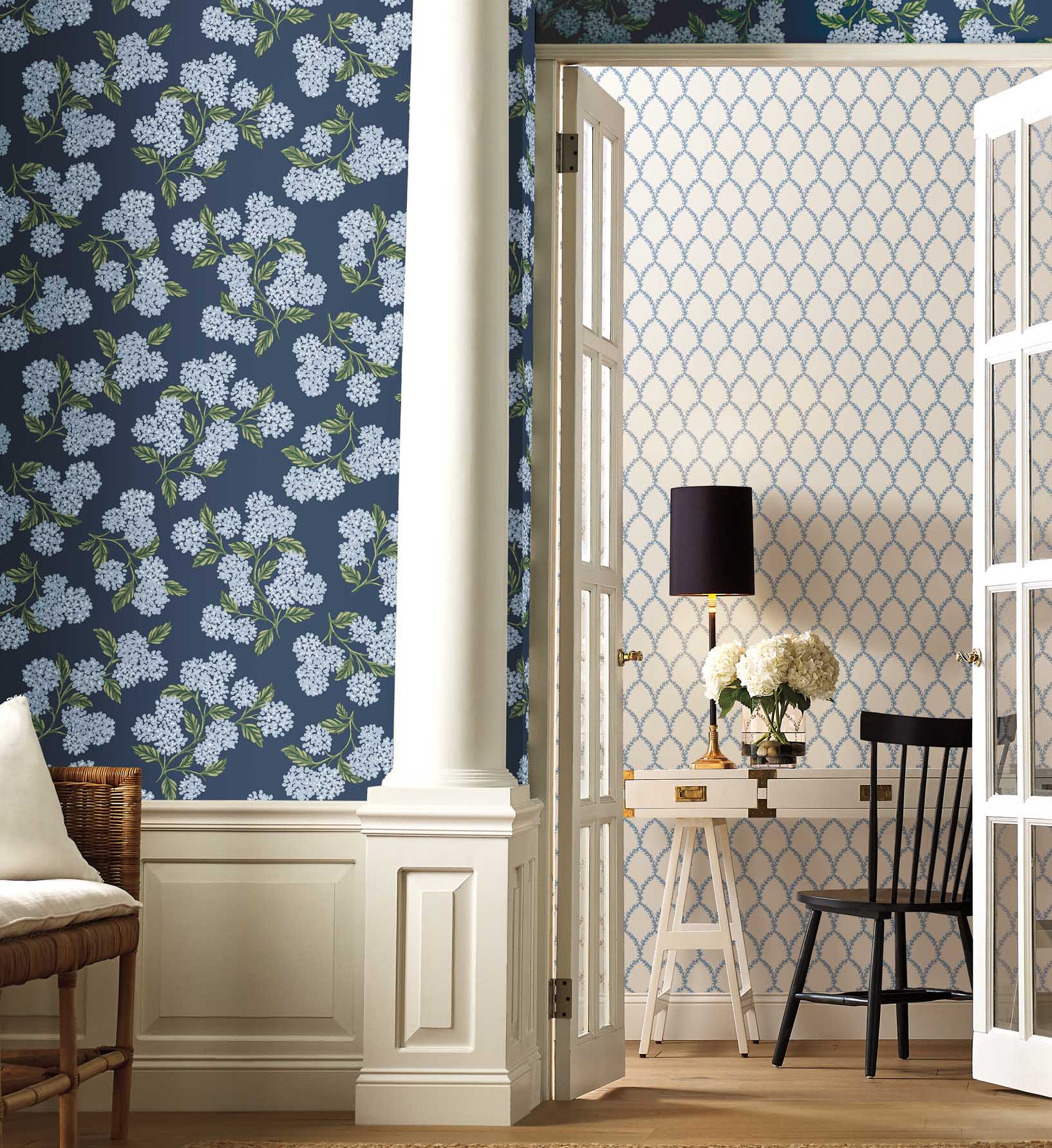 Laurel Wallpaper - Blue & White - Image 2