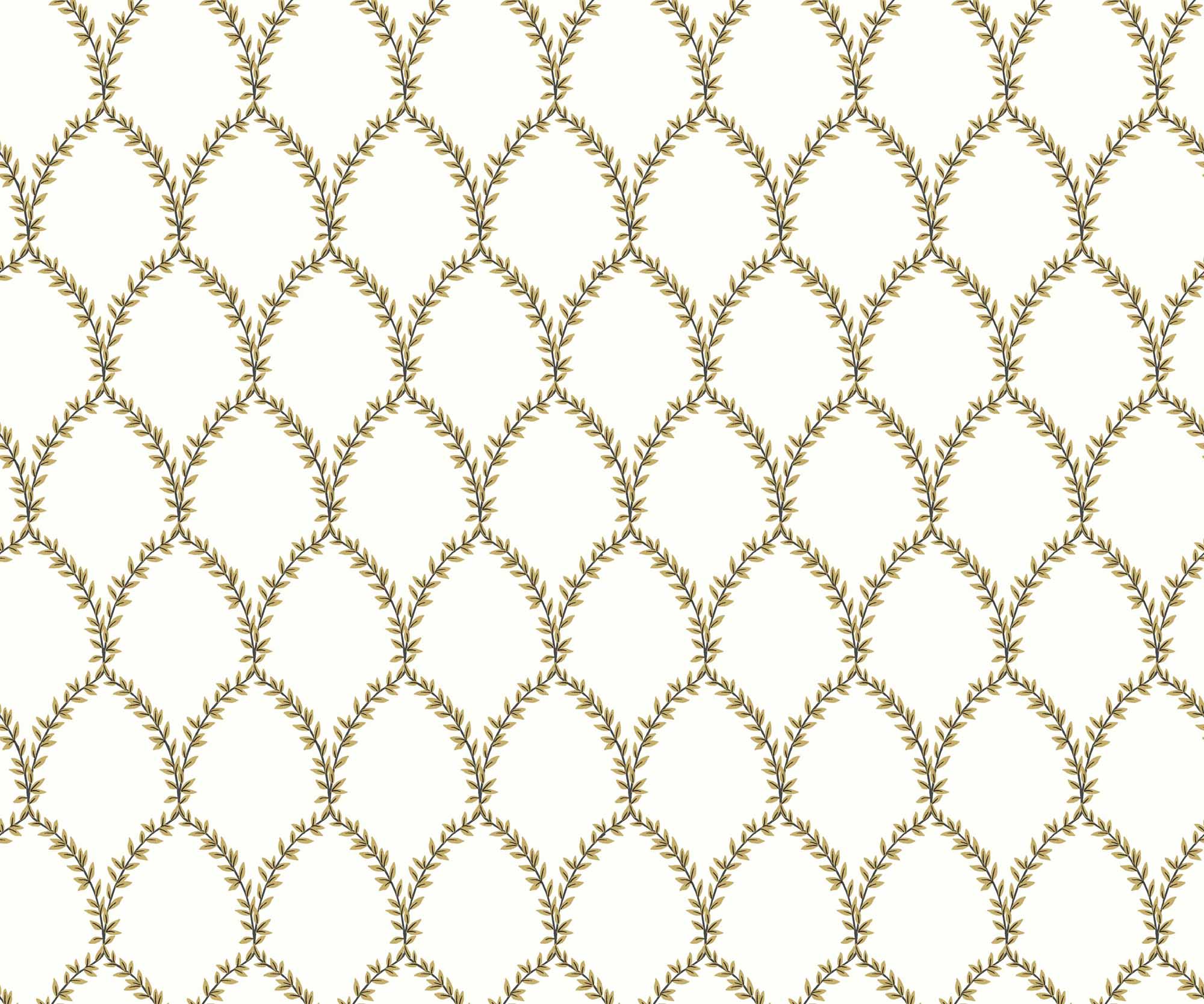 Laurel Wallpaper - Metallic Gold & White - Image 3