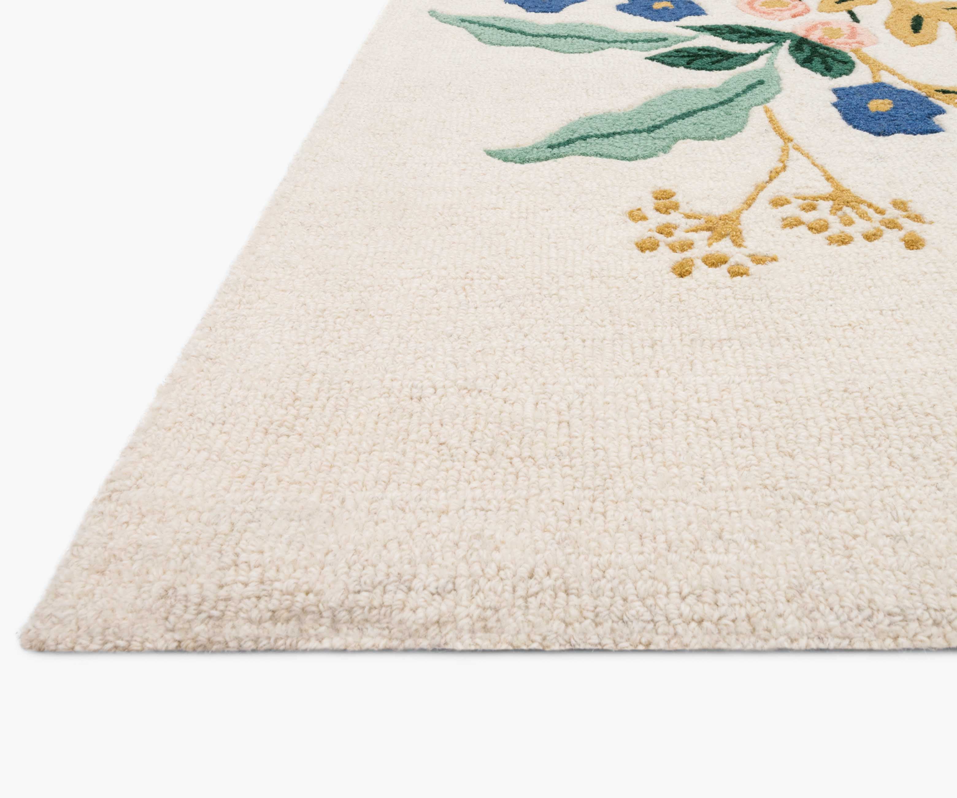 Les Fleurs Floral Vines Wool-Hooked Rug - Ivory - Image 5