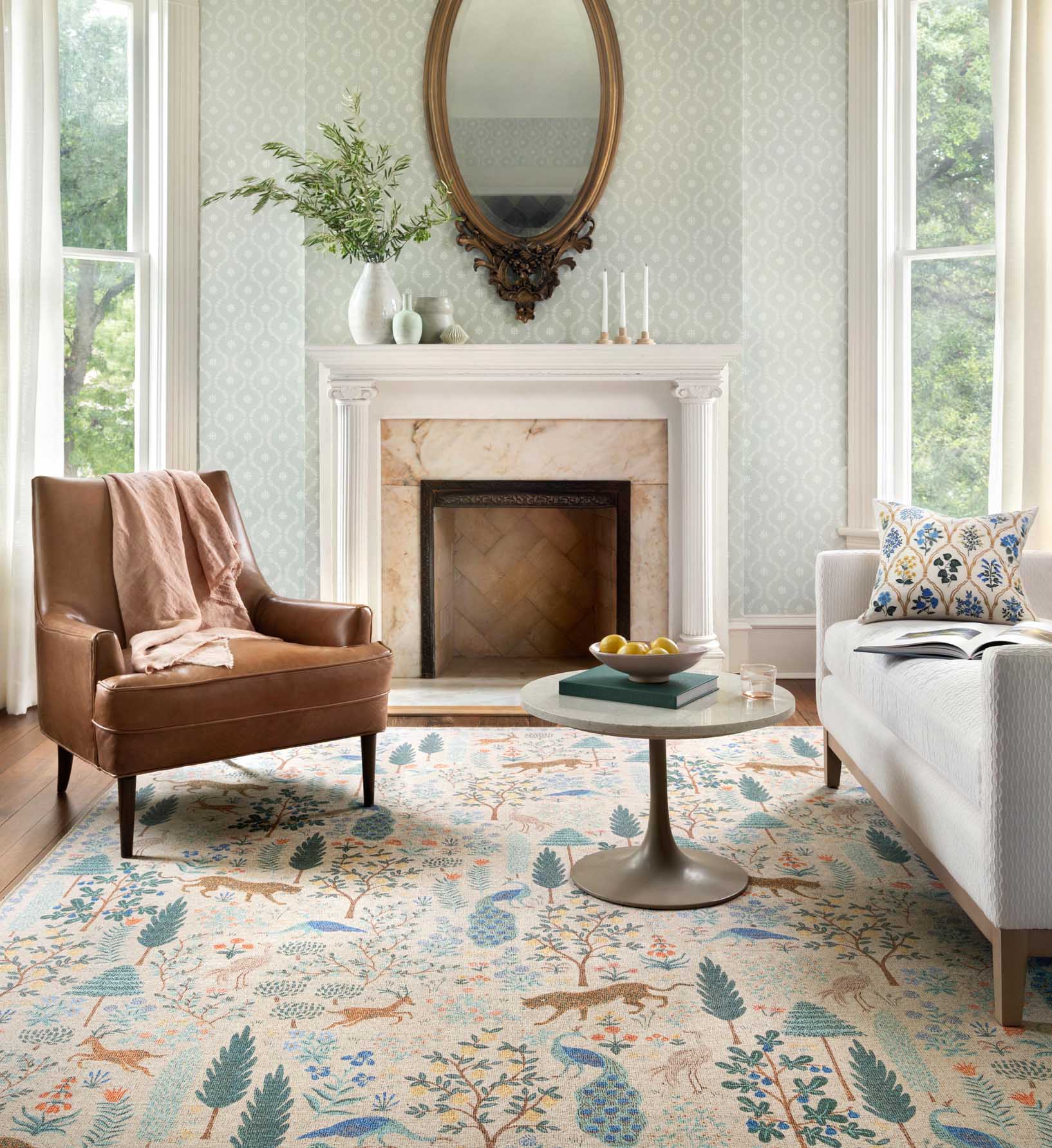 Menagerie Forest Printed Rug - Cream - Image 2