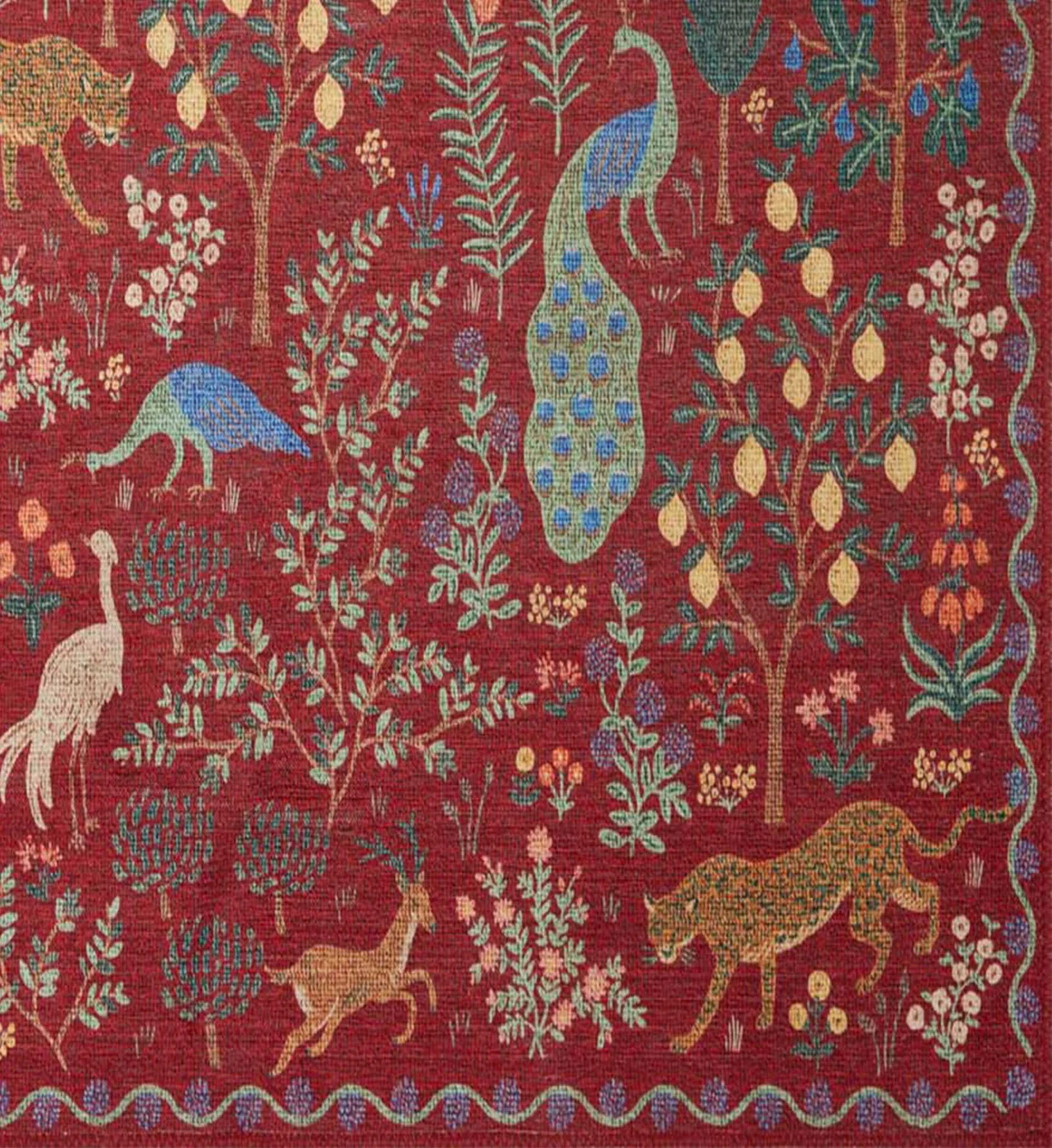 Menagerie Forest Printed Rug - Crimson - Image 2