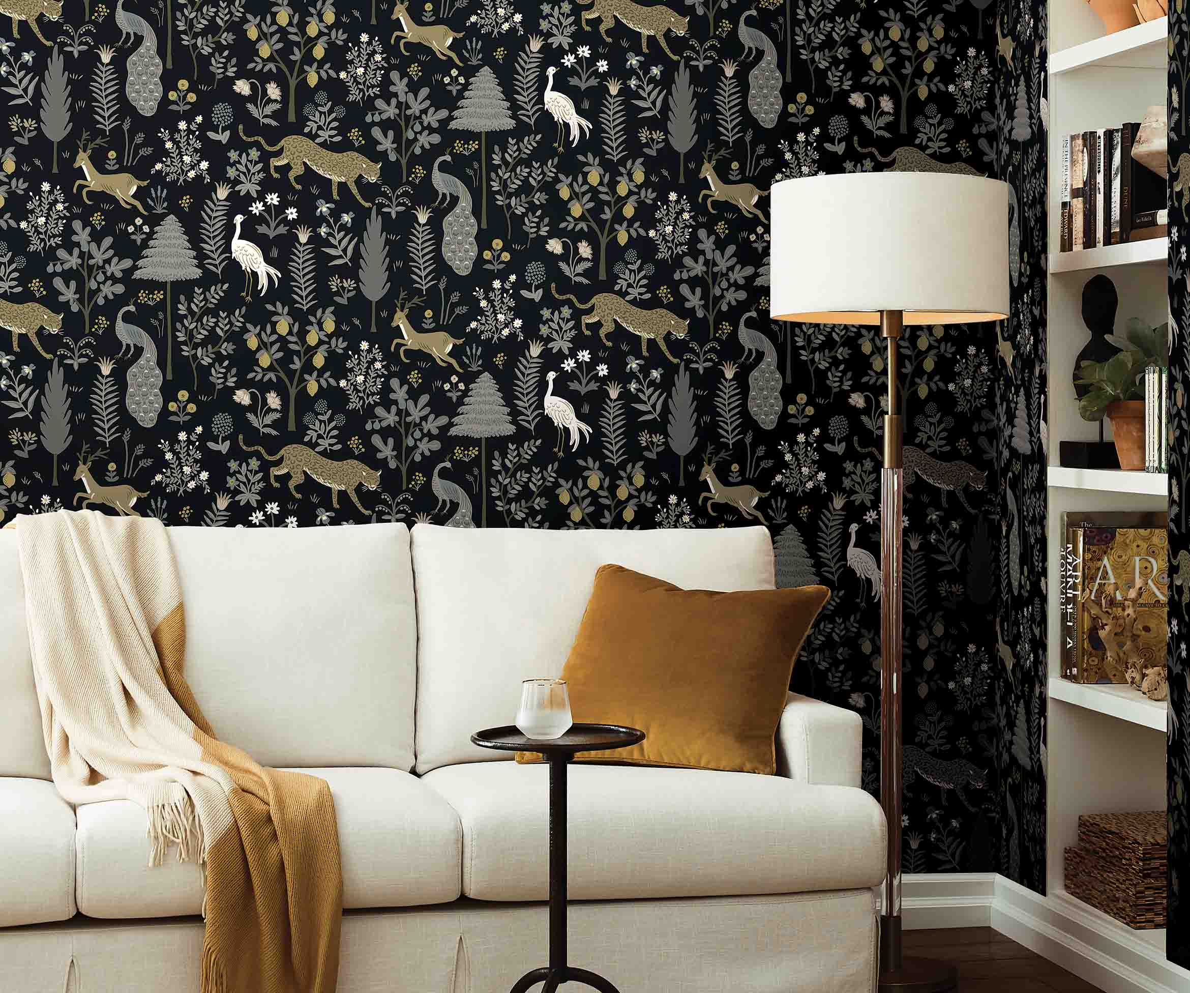 Menagerie Wallpaper Sample - Black - Image 3