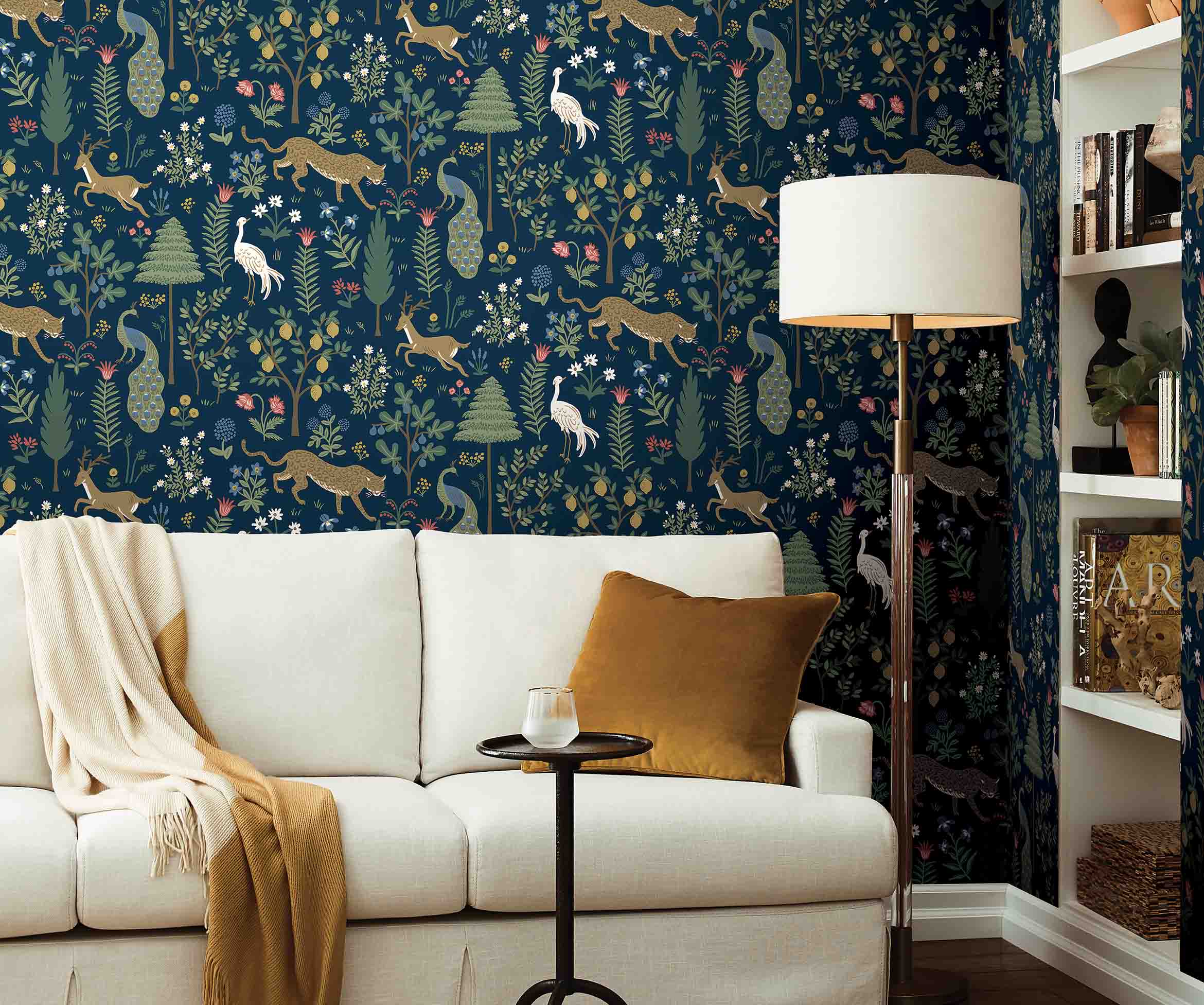Menagerie Wallpaper Sample - Navy - Image 3