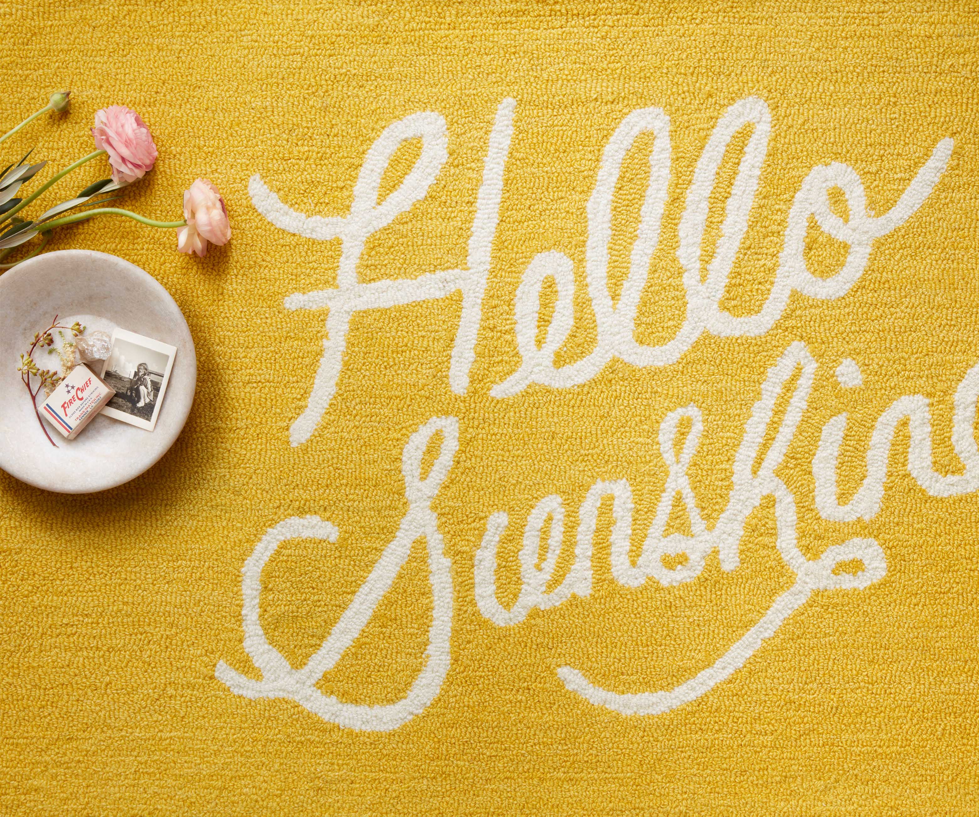 Minnie Hello Sunshine Wool-Hooked Rug - Yellow - Image 3