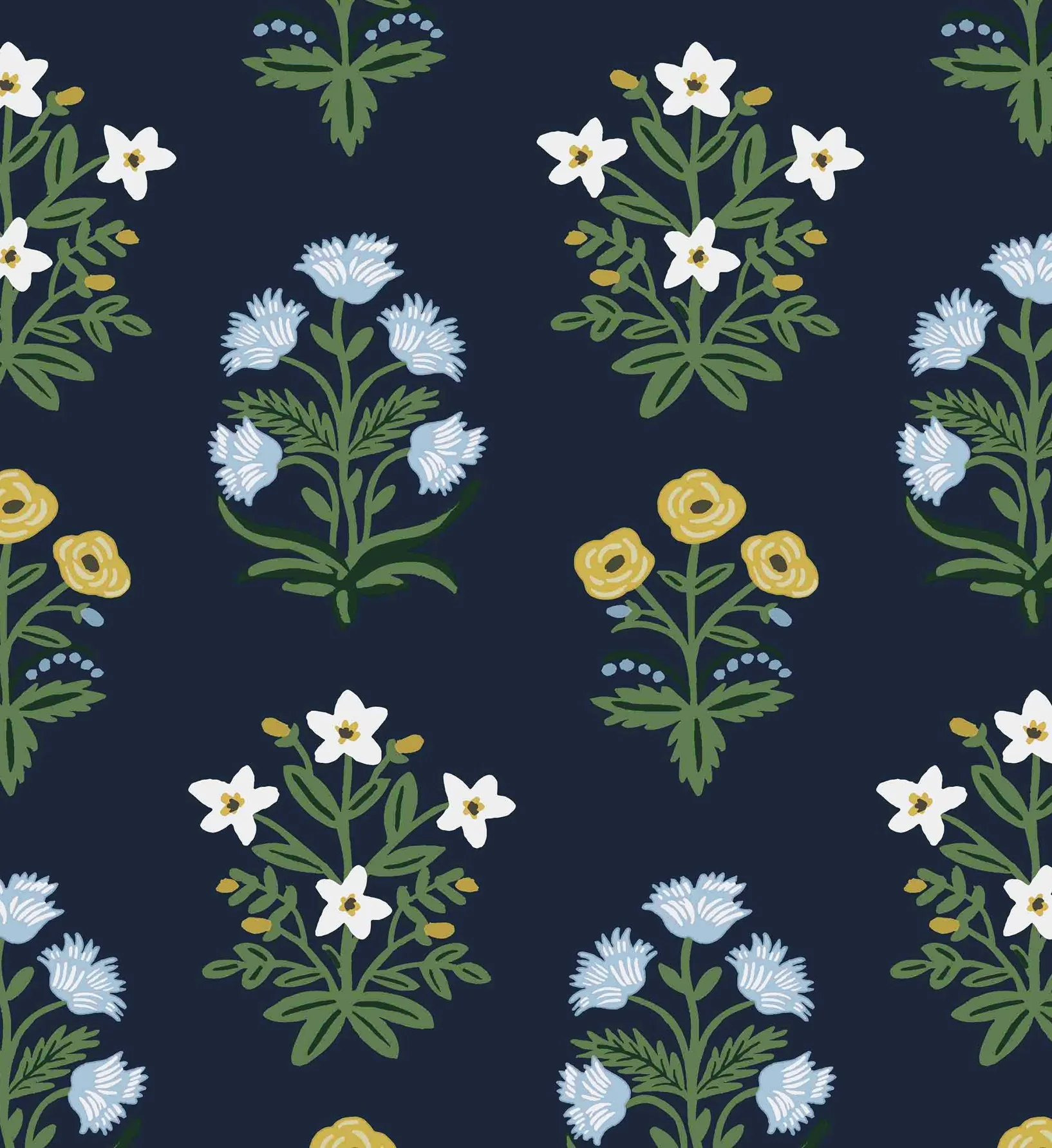 Mughal Rose Wallpaper - Navy - Image 3