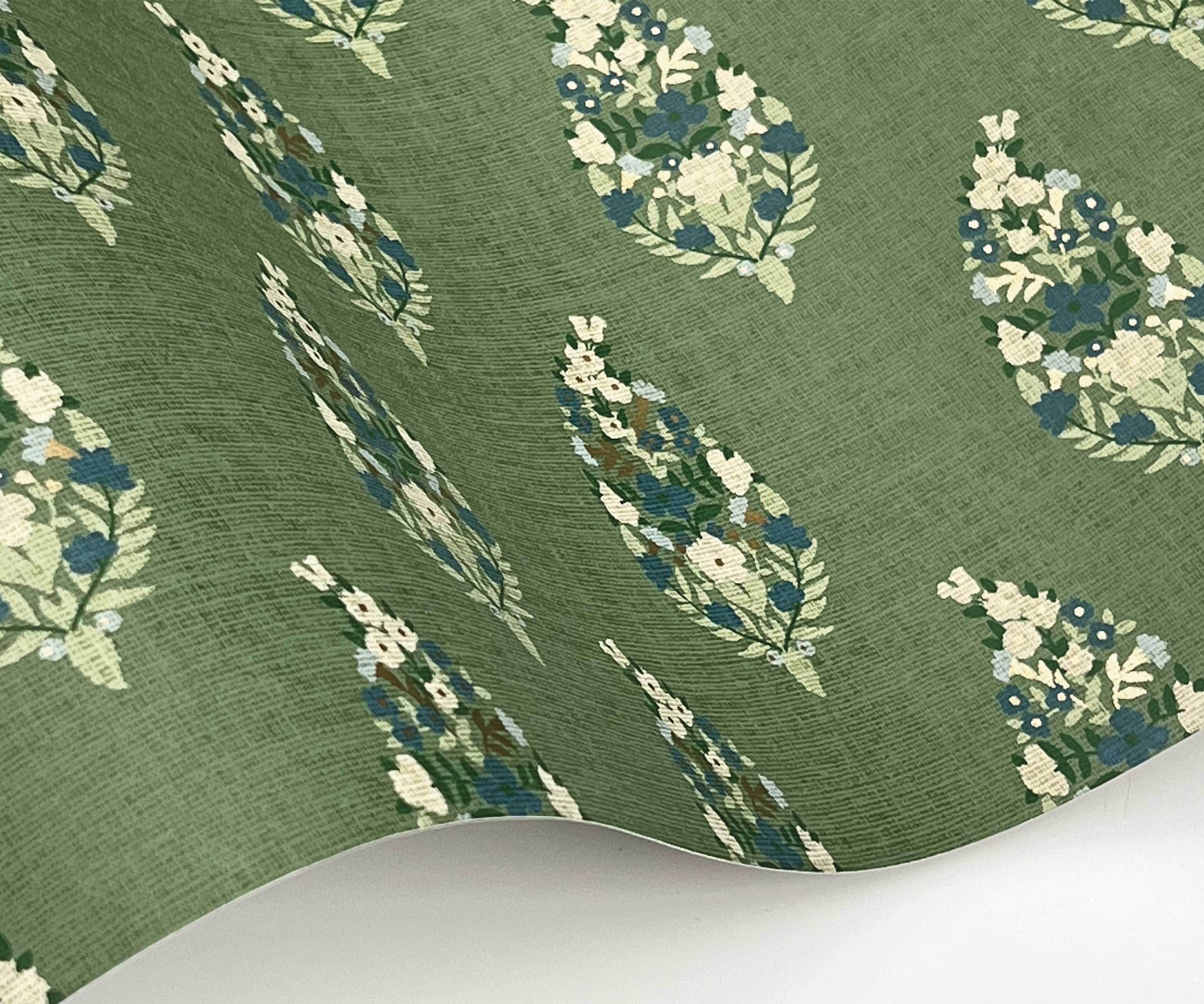 Paisley Wallpaper Sample - Green - Image 2
