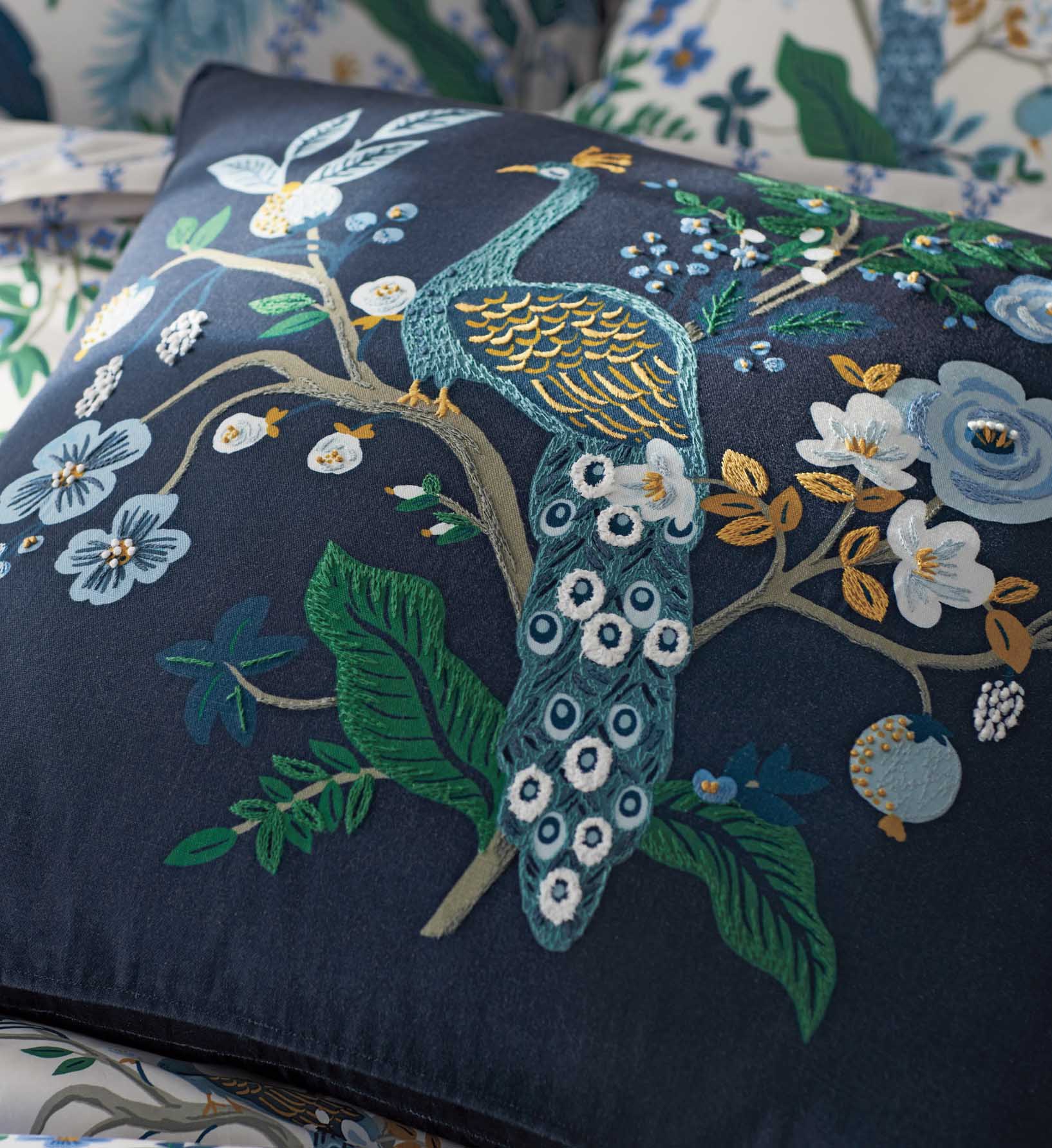 Embroidered Pillow Cover - Peacock - Image 2