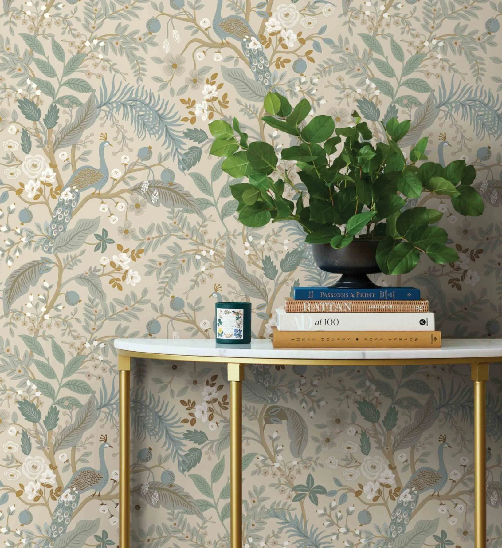 Peacock Garden Peel & Stick Wallpaper - Linen - Image 2