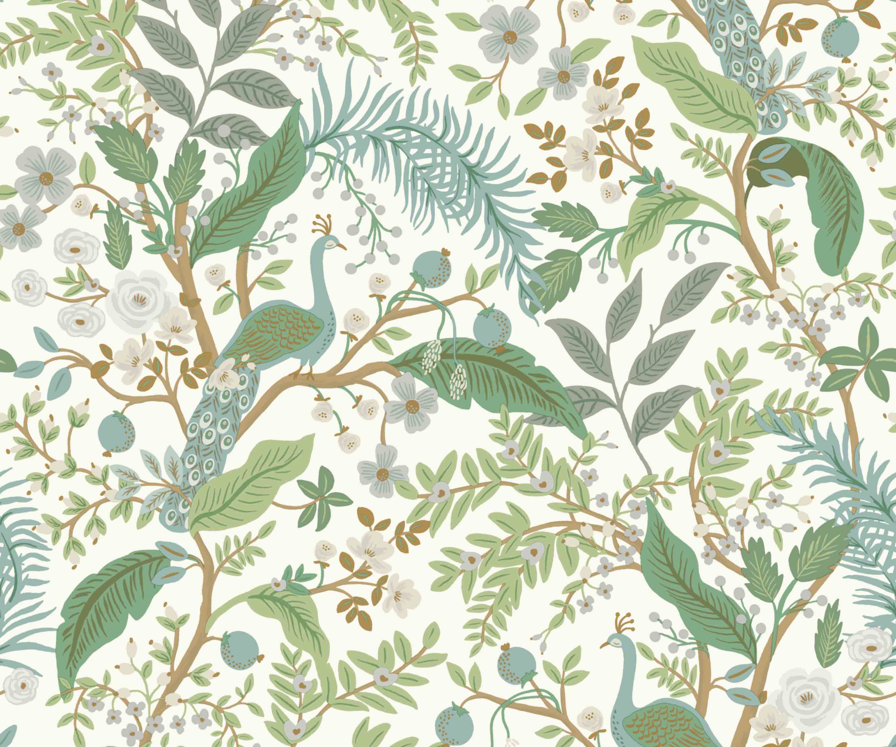 Peacock Garden Peel & Stick Wallpaper - White - Image 3