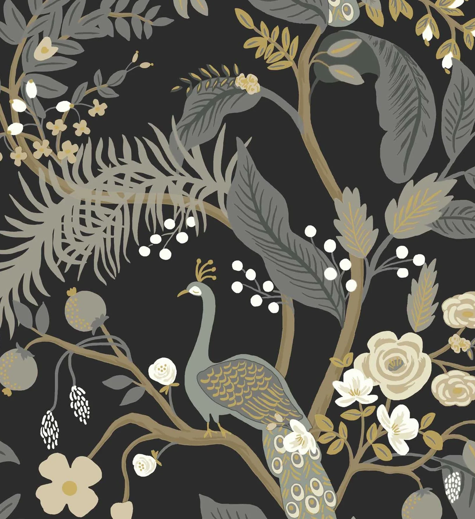 Peacock Wallpaper - Black - Image 3