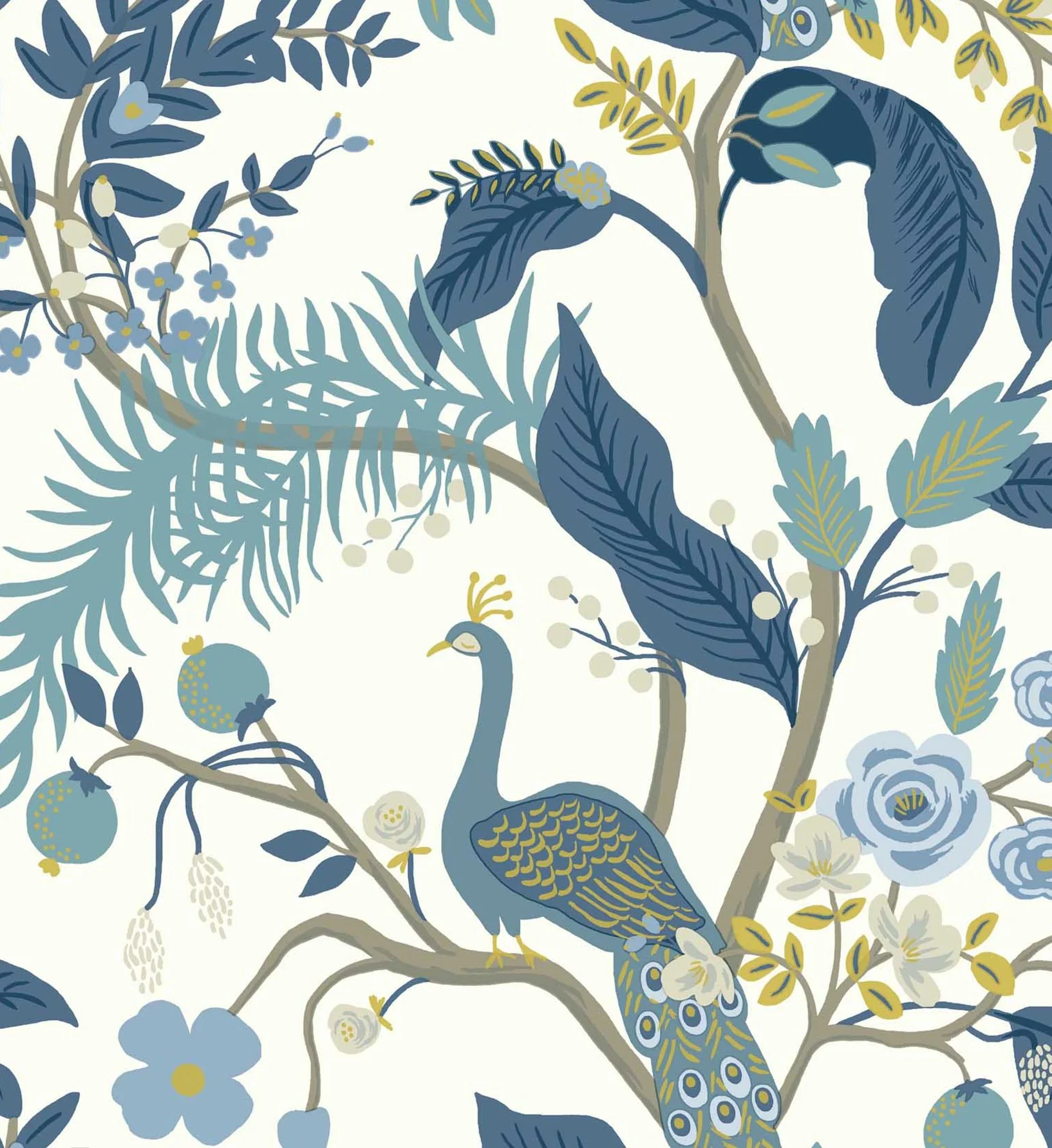 Peacock Wallpaper - Blue & White - Image 3