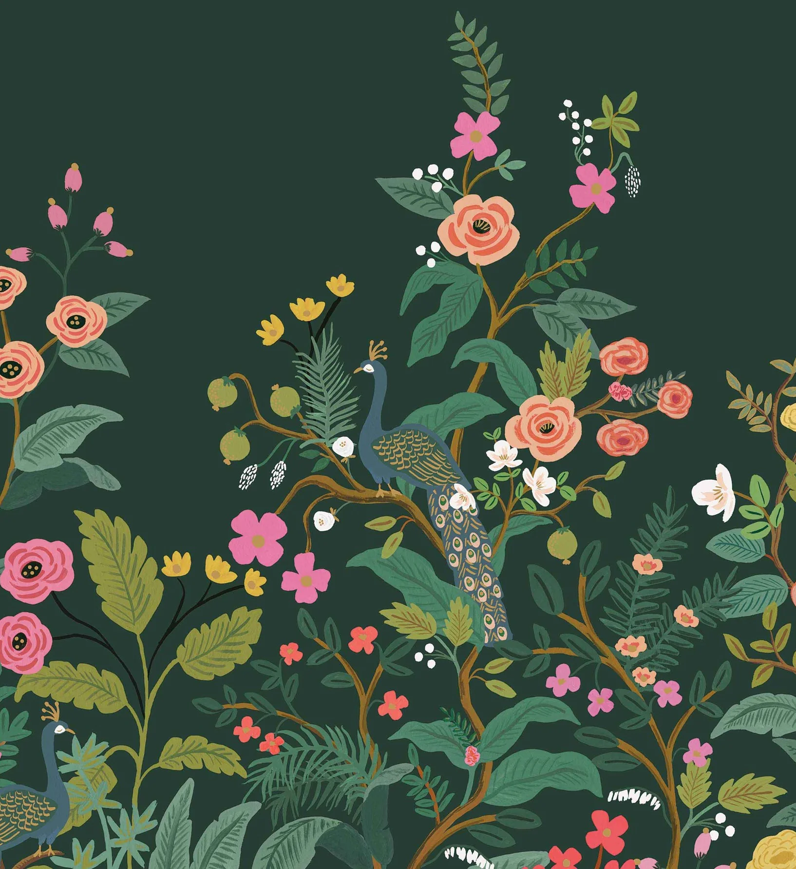 Peacock Wallpaper Mural - Emerald - Image 3