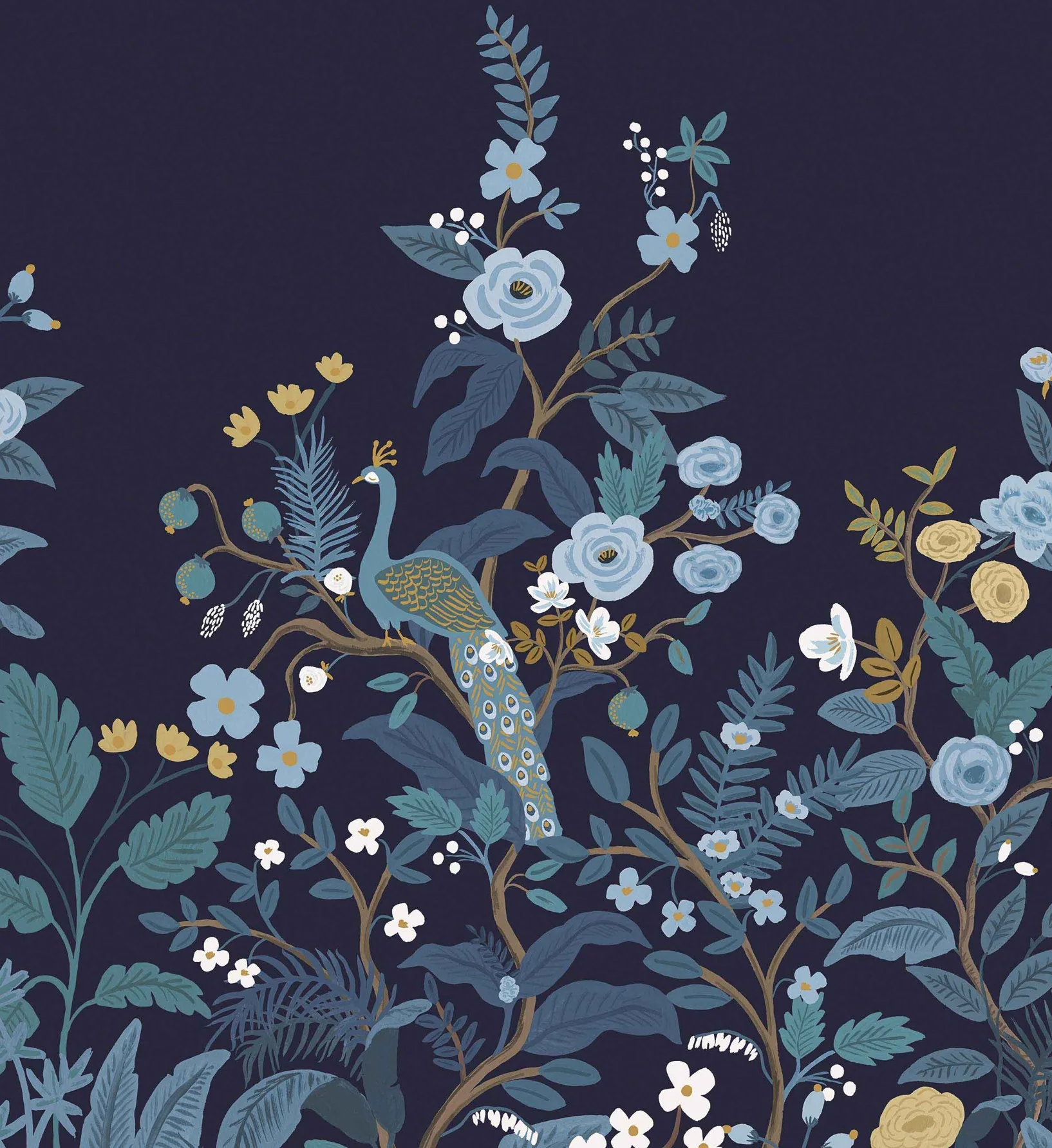 Peacock Wallpaper Mural - Navy - Image 3