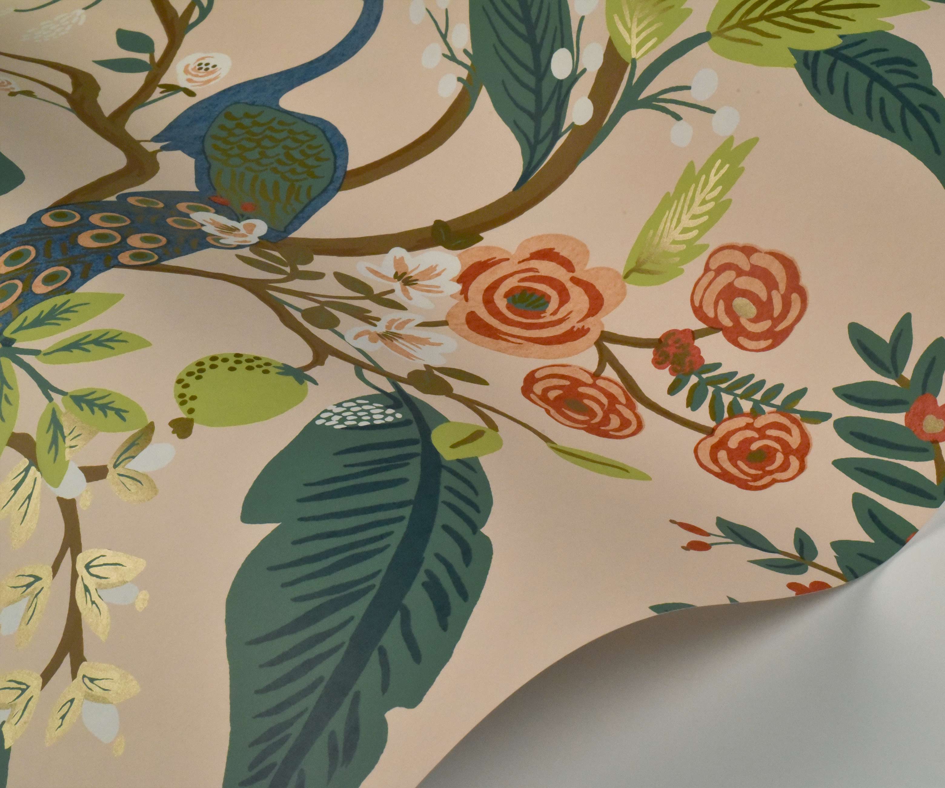 Peacock Wallpaper Sample - Blush - Image 2