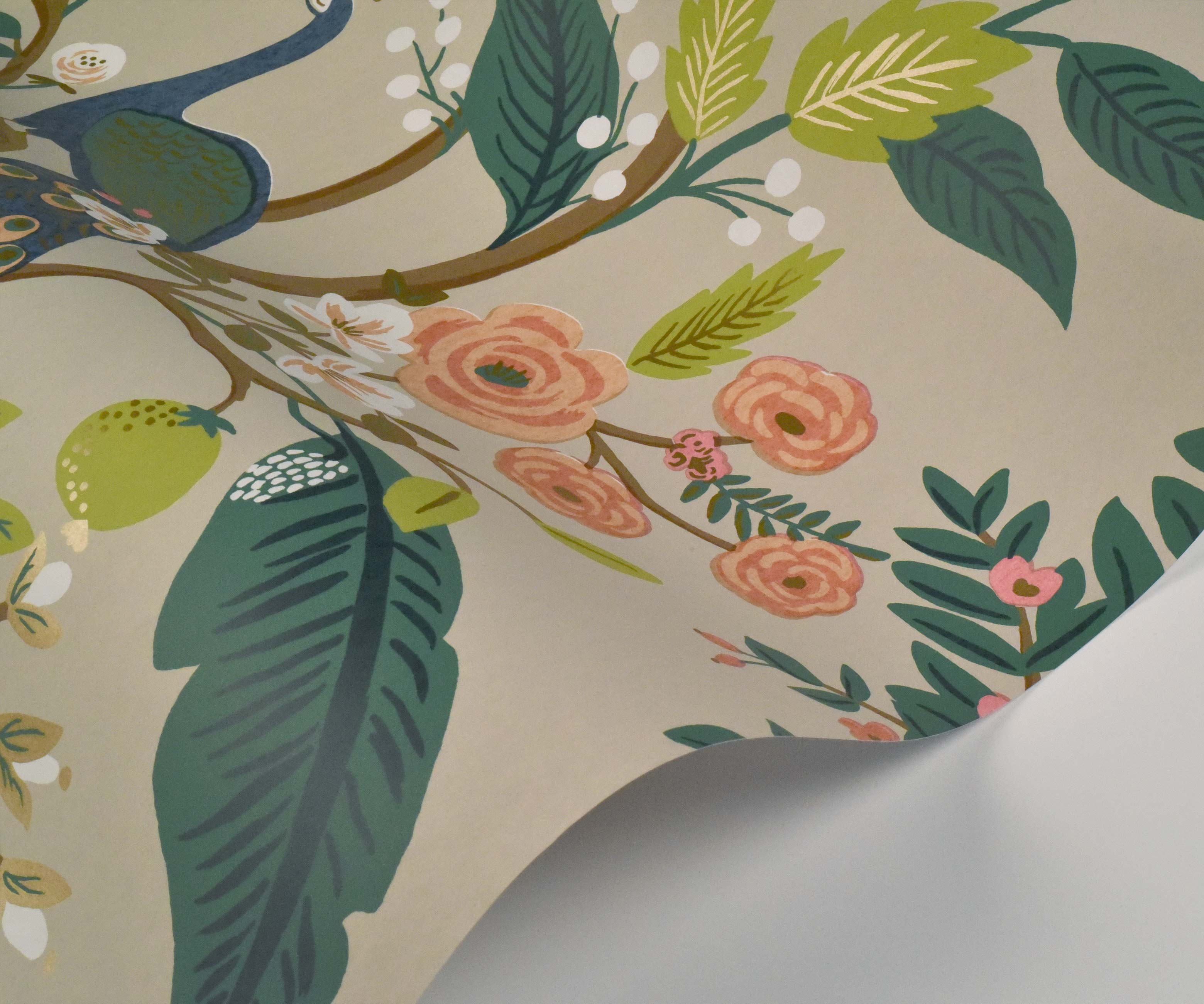 Peacock Wallpaper Sample - Linen - Image 2